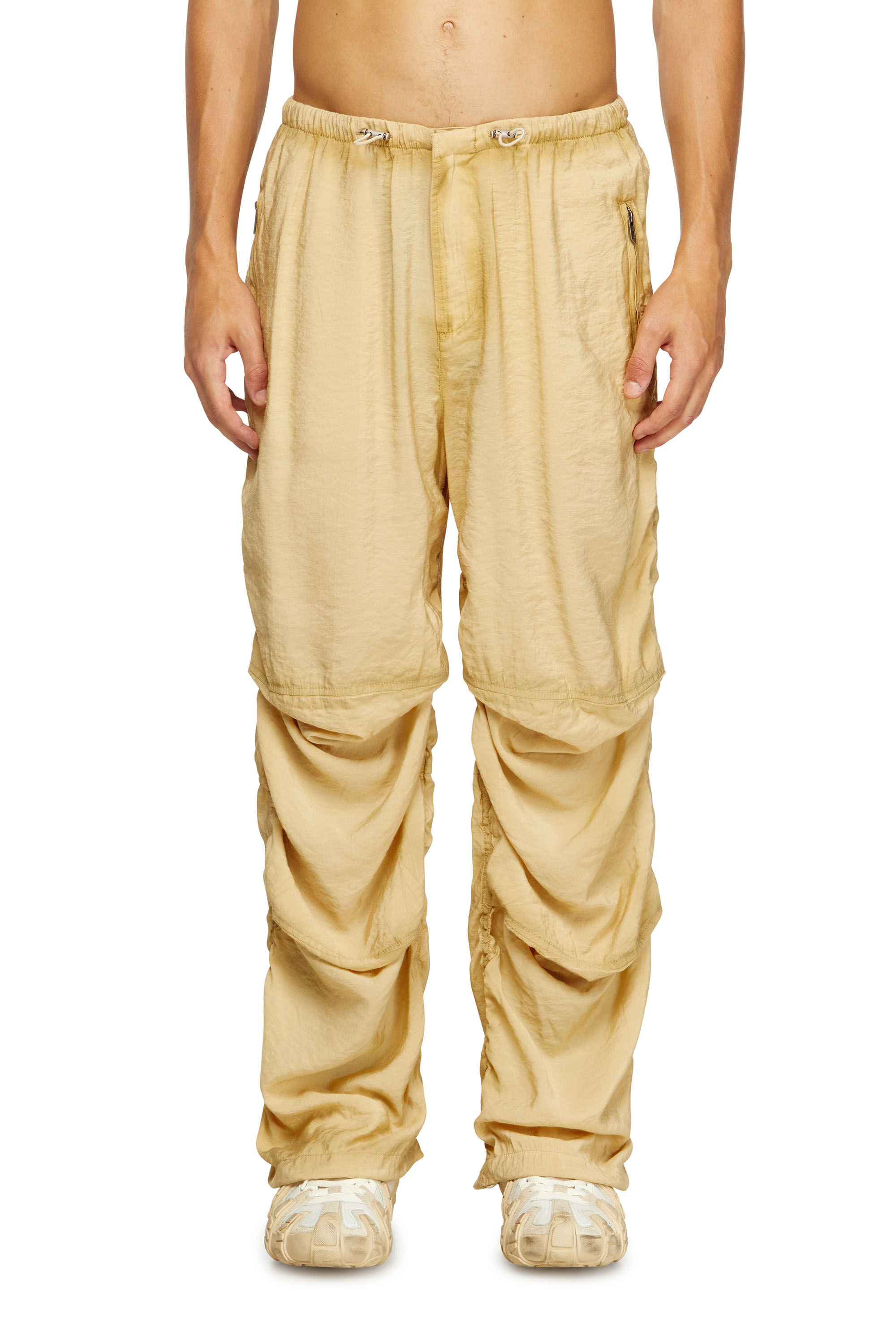 Diesel - P-DAILY, Man's Utility pants in light, crinkled fabric in Beige - 1