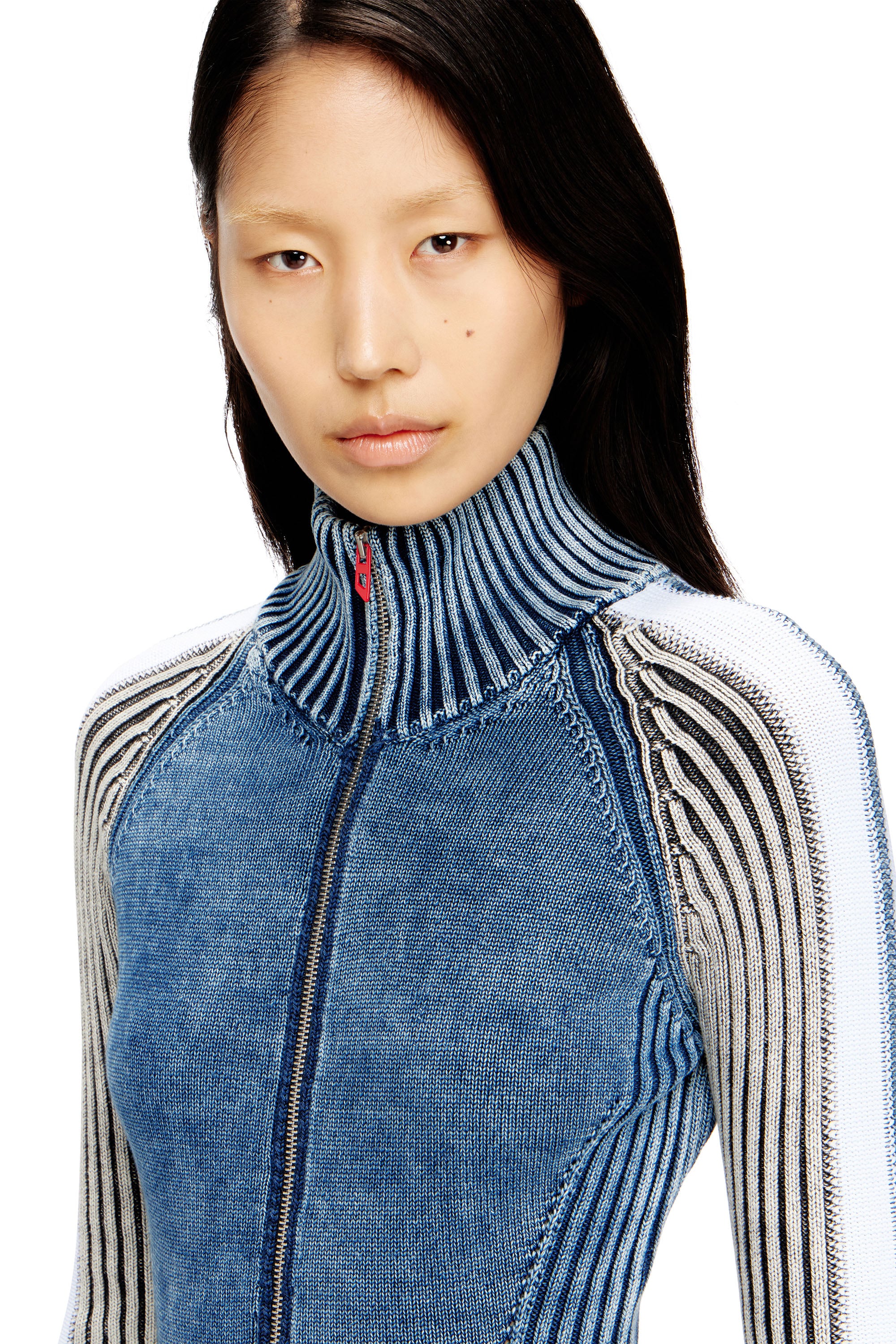 Diesel - M-ESTELLE, Woman's Turtleneck short dress in indigo knit in Blue - 4