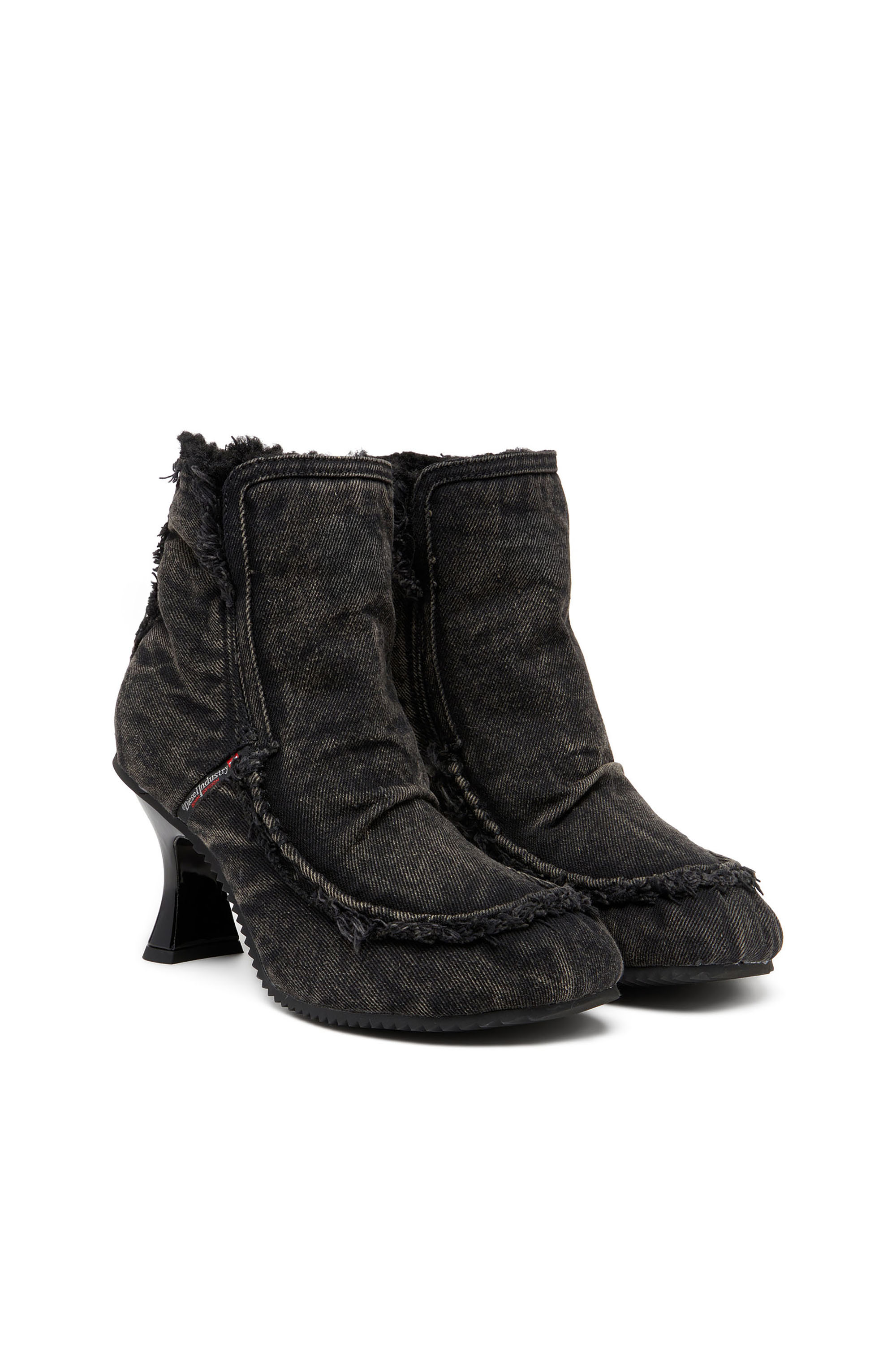 D-WOODSTOCK HEEL AB, Black Diesel - D-WOODSTOCK HEEL AB, Woman's D-Woodstock - Denim boots with heel in Black - 2