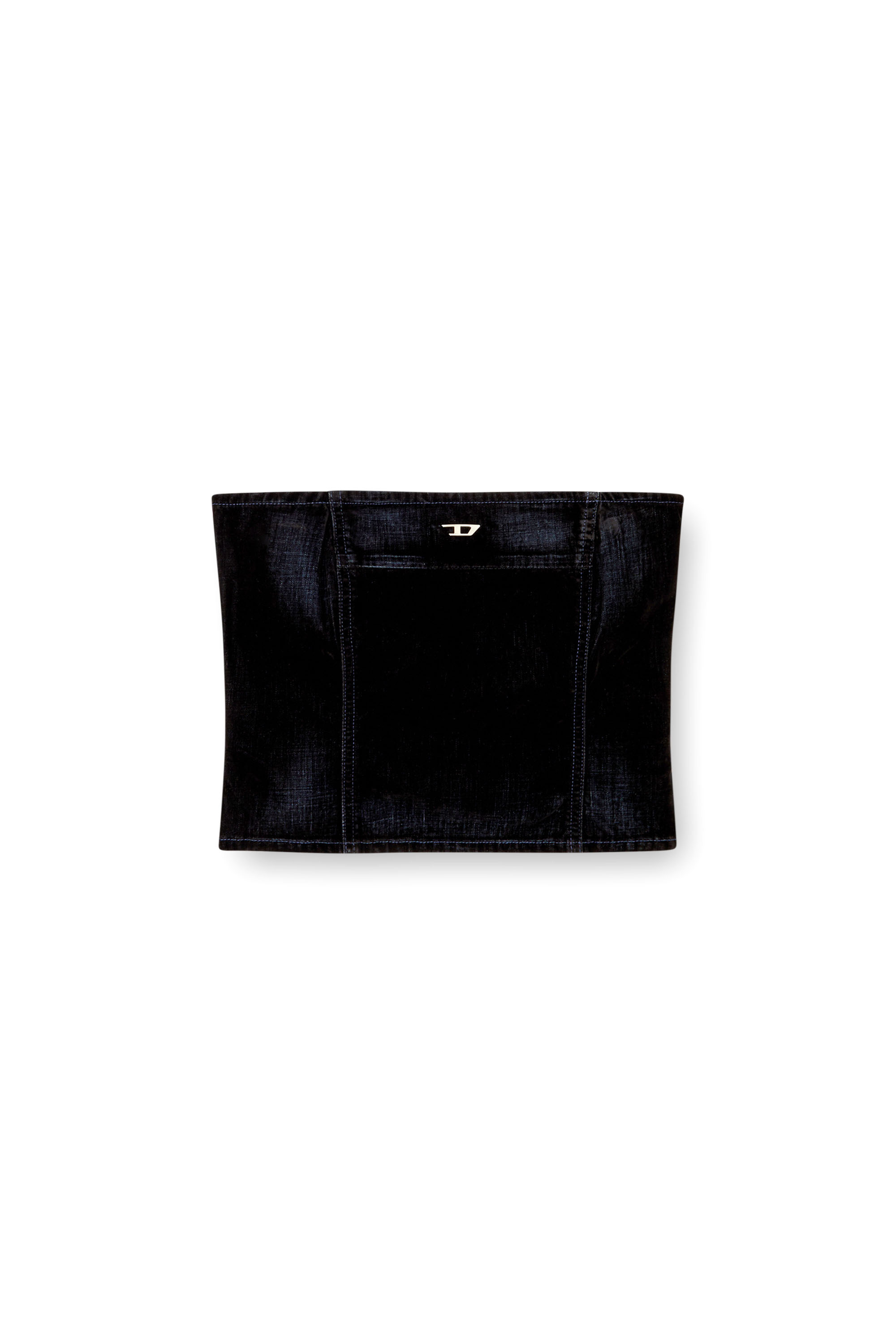 Diesel - DE-VILLE, Woman's Tube top in velvety denim in Dark Blue - 4