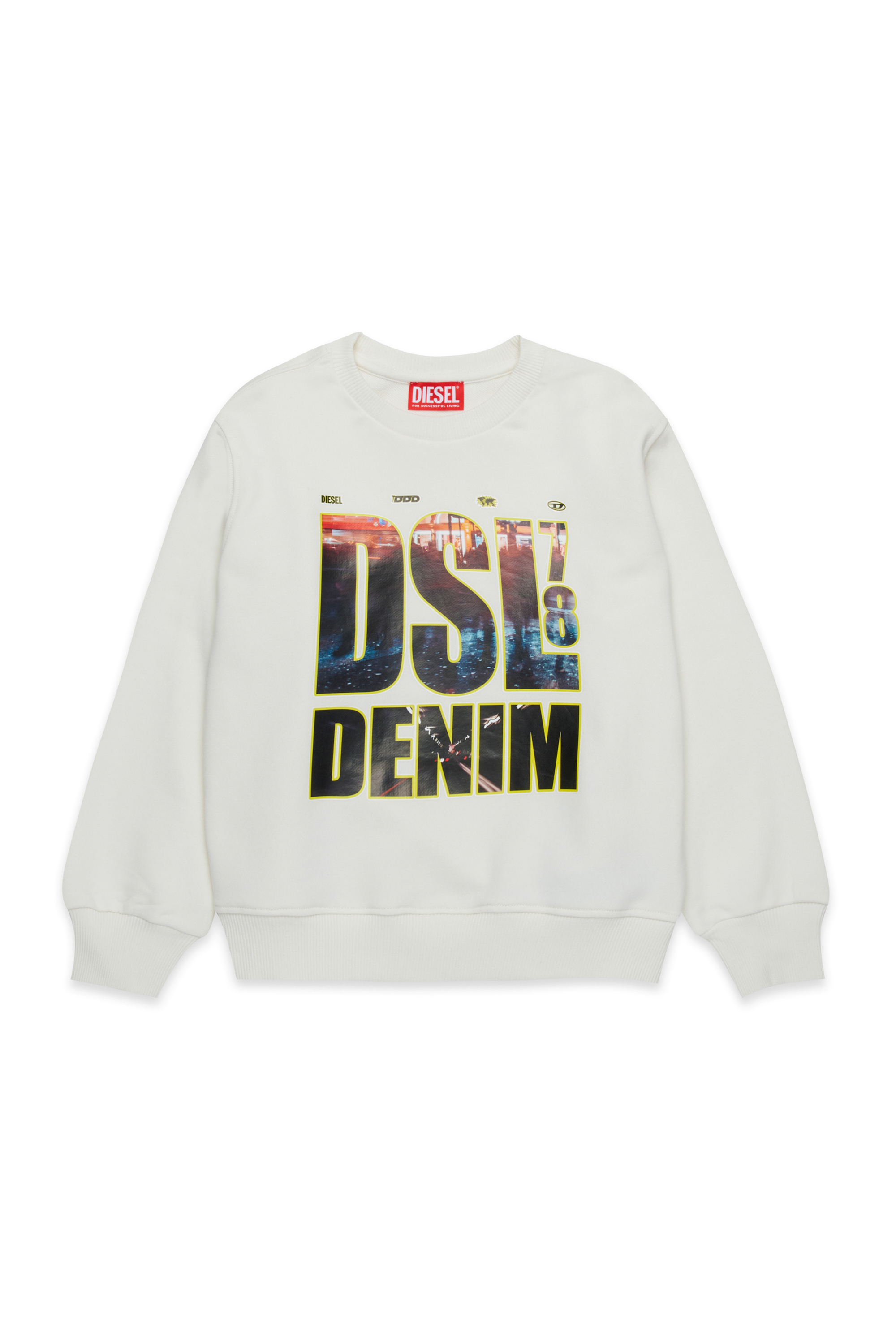 Diesel - SGINNL3 OVER, Man's Sweatshirt with DSL DENIM print in White - 1