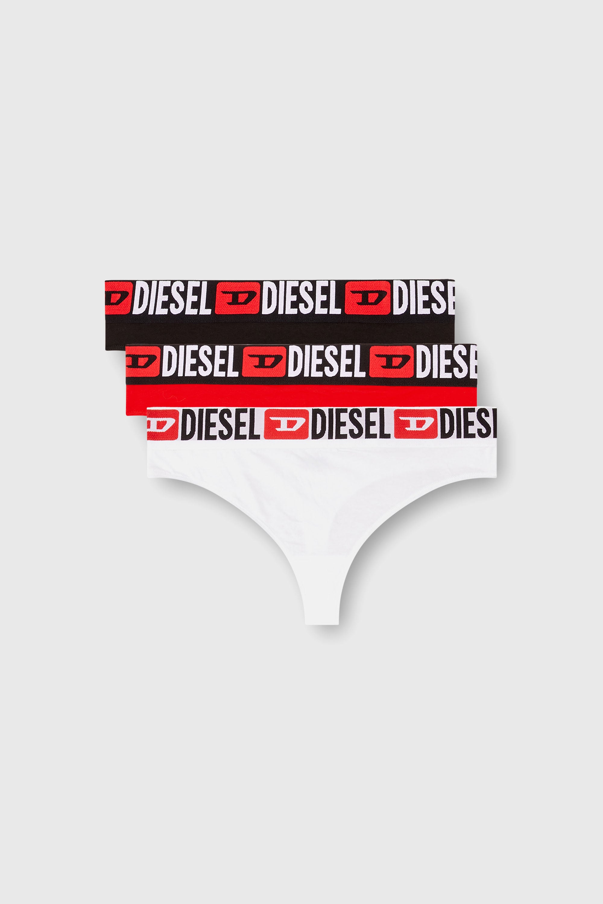 Diesel - UFST-STARS-THREEPACK, Woman's 3-pack thongs with logo waist in Black/Red - 1