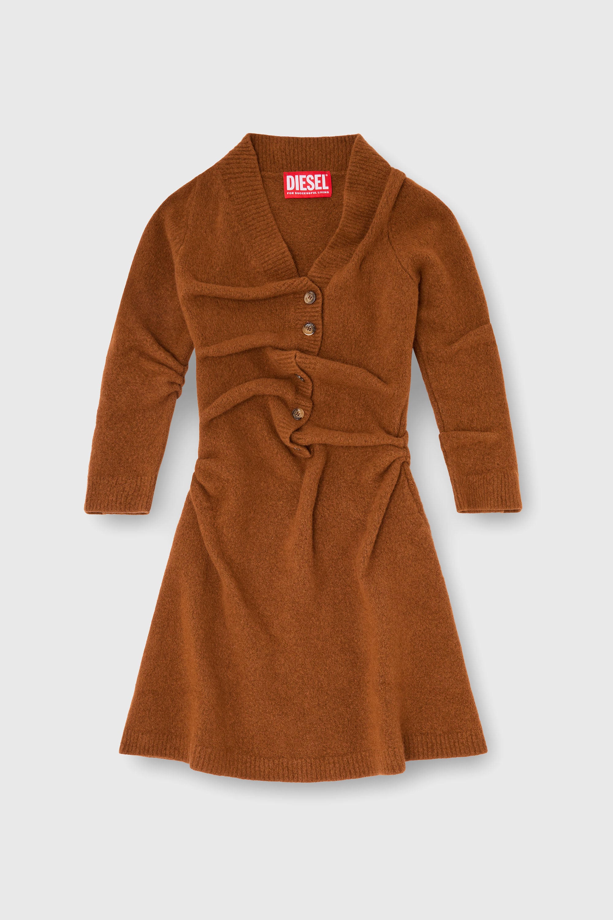 Diesel - M-ANITA, Woman's Short cardigan dress in wrinkled boiled knit in null - 1