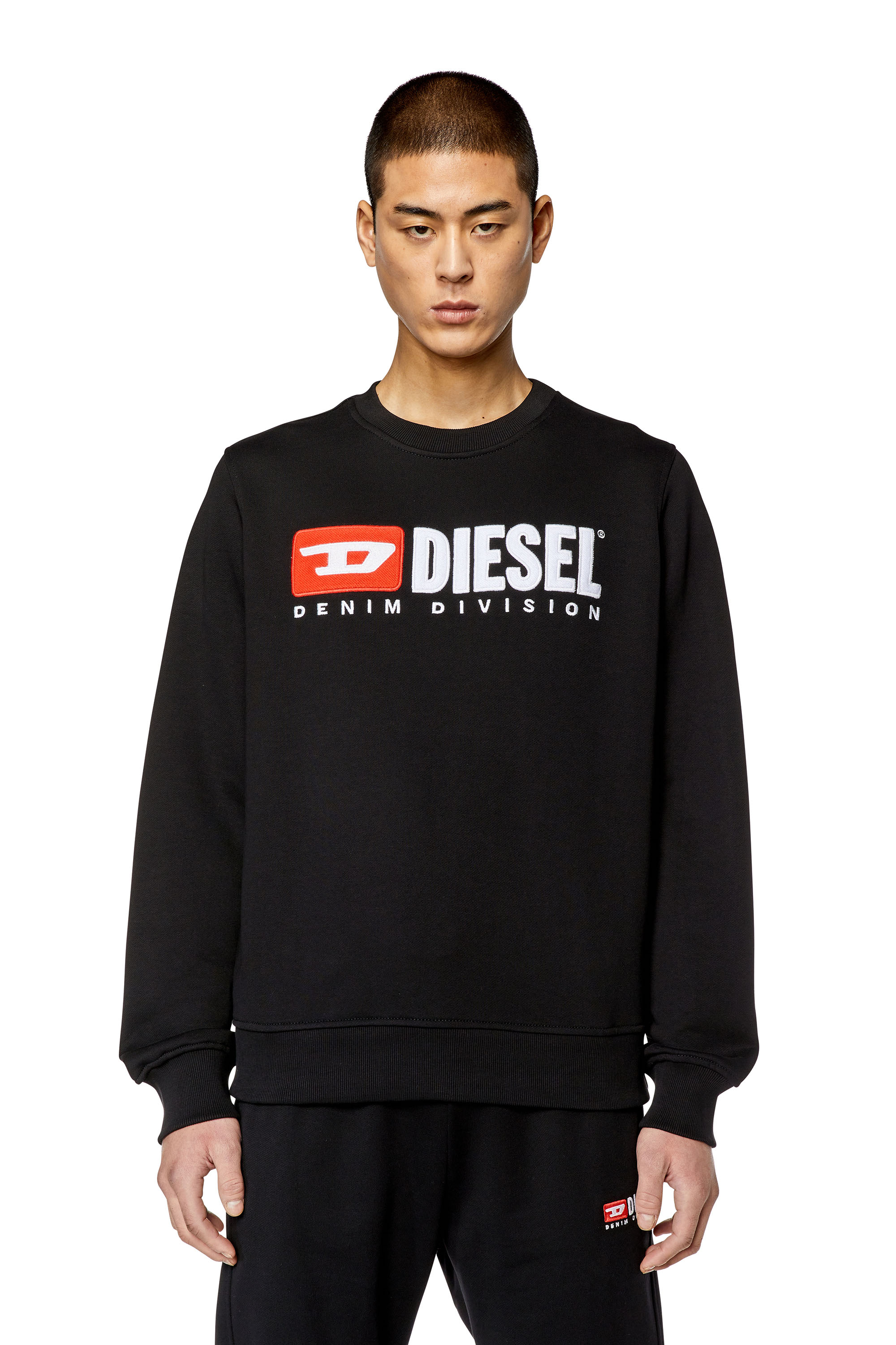 Diesel - S-GINN-DIV, Man Sweatshirt with logo appliqué in Black - Image 6
