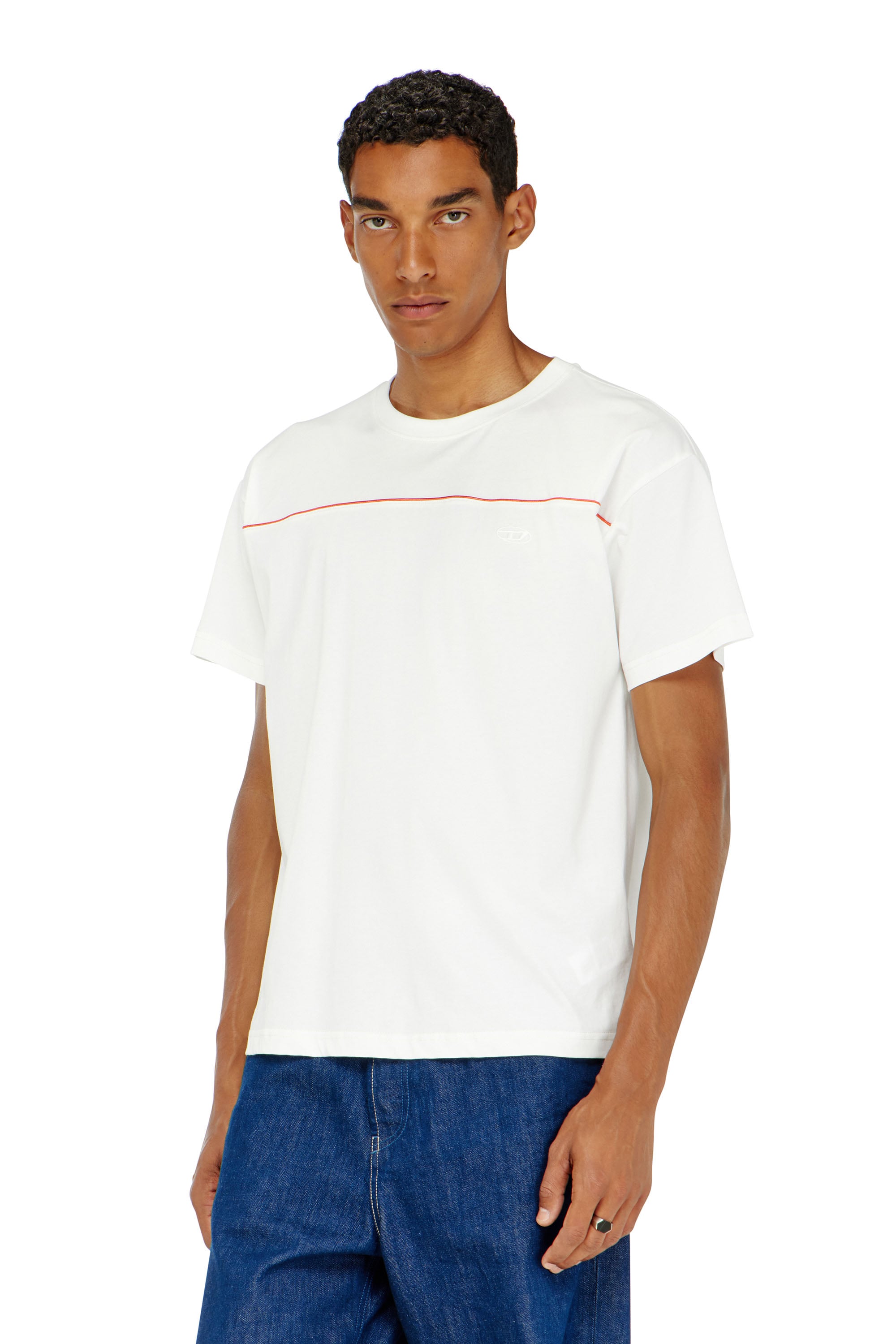 Diesel - T-NORM-PIPING, Man's T-shirt with contrast piping in White - 1