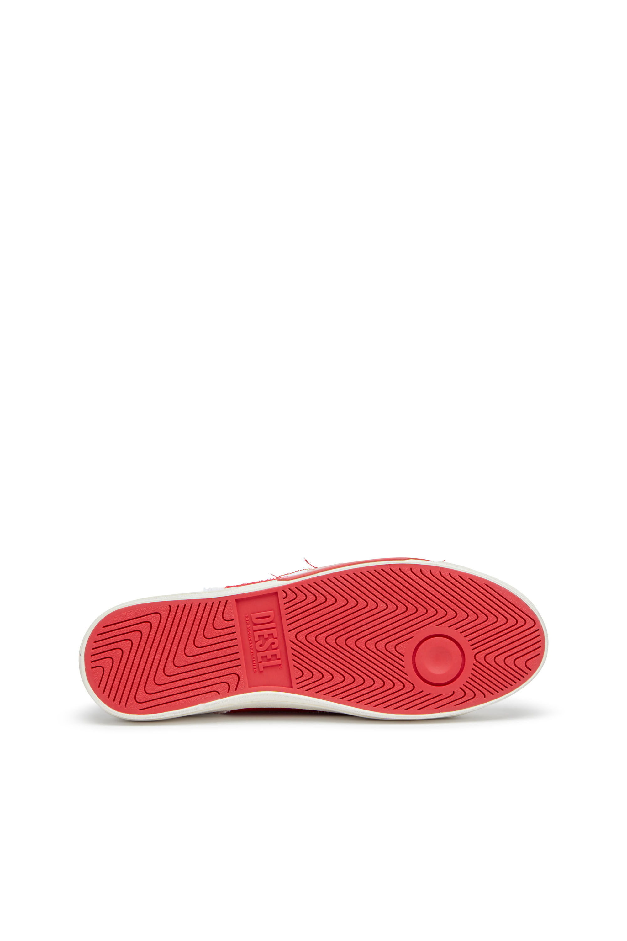 S-D-VERSE MID, White/Red Diesel - S-D-VERSE MID, Man's S-D-Verse-Dirty-effect high-top canvas sneakers in White/Red - 5