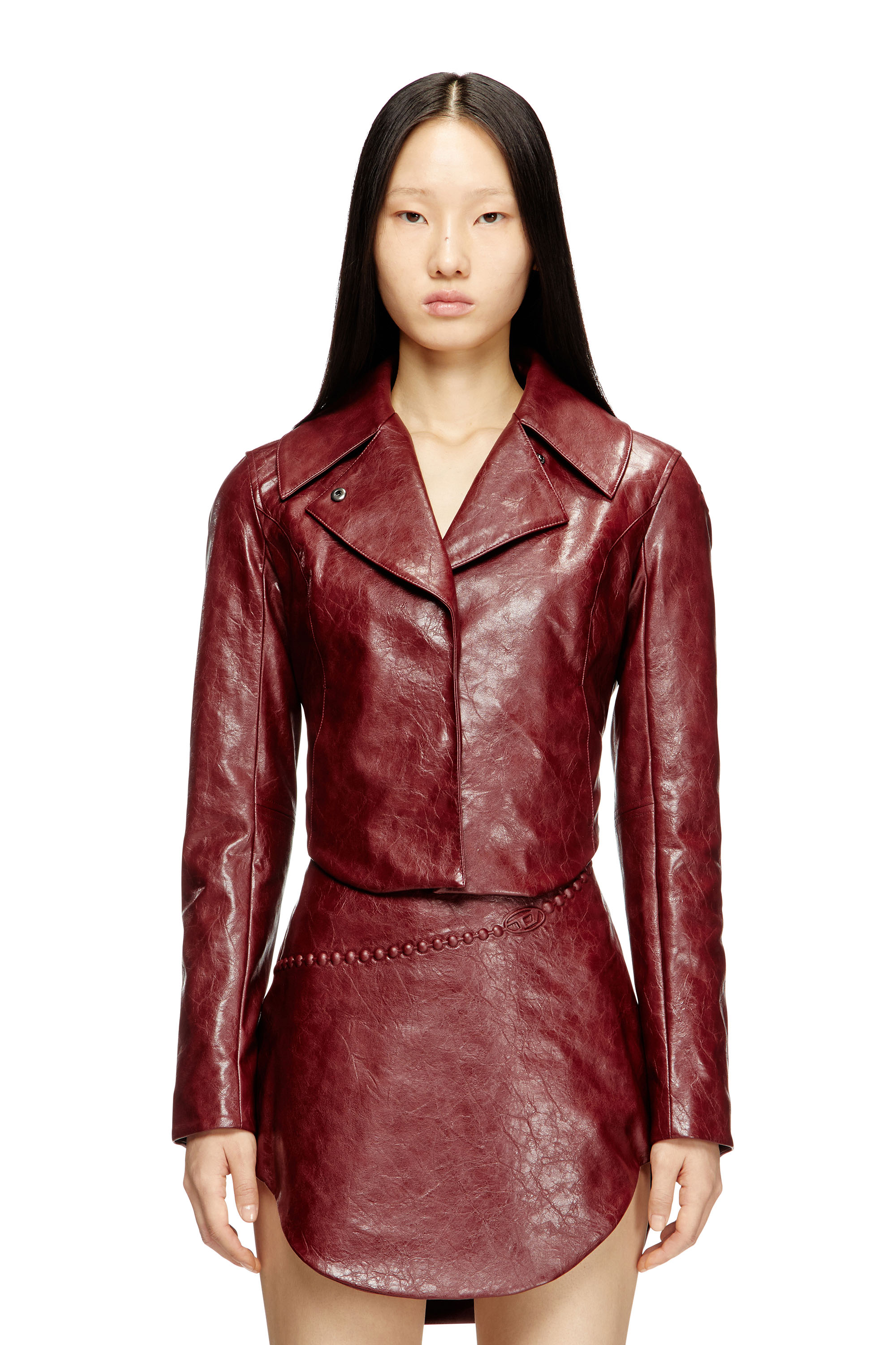 G-AMECK, Red Diesel - G-AMECK, Woman's Tailored jacket in coated fabric in Red - 3