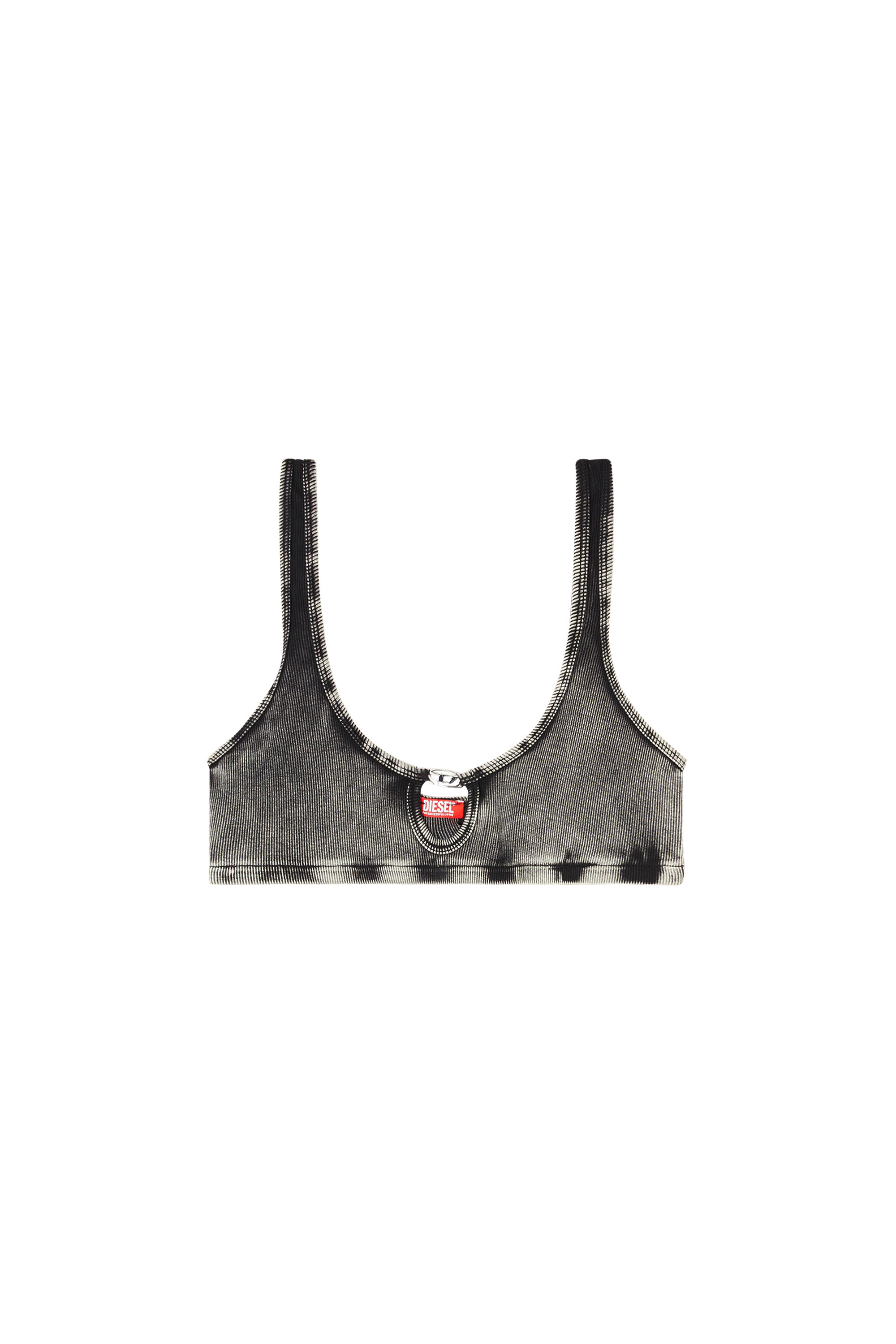Diesel - FLORENCE-DNM, Woman's Soft bra in cotton rib with jewel Oval D in Grey - 4