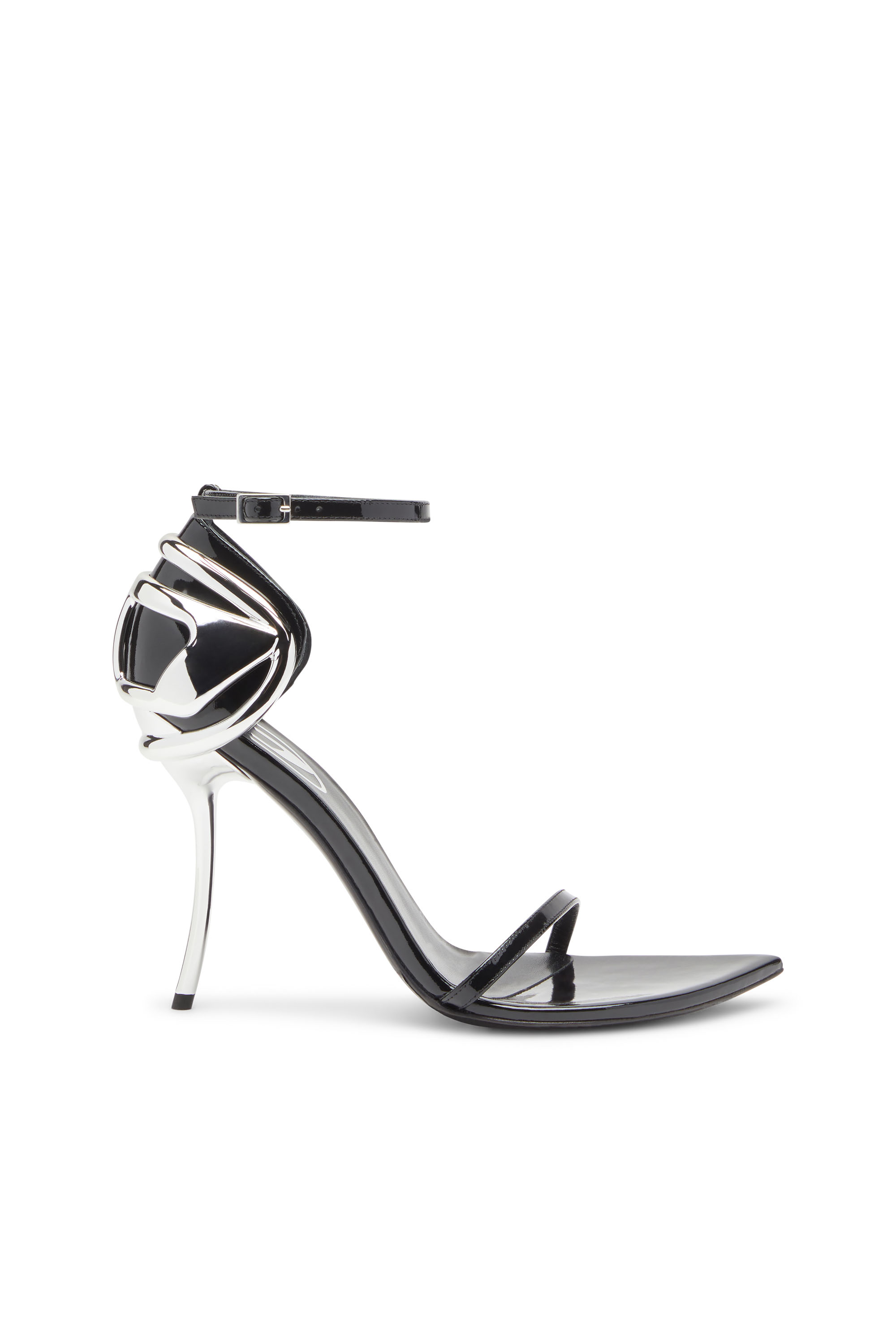 D-TEN&HALF SANDAL, Black Diesel - D-TEN&HALF SANDAL, Woman's D-Ten&Half-Stiletto sandals in patent leather and satin in Black - 1