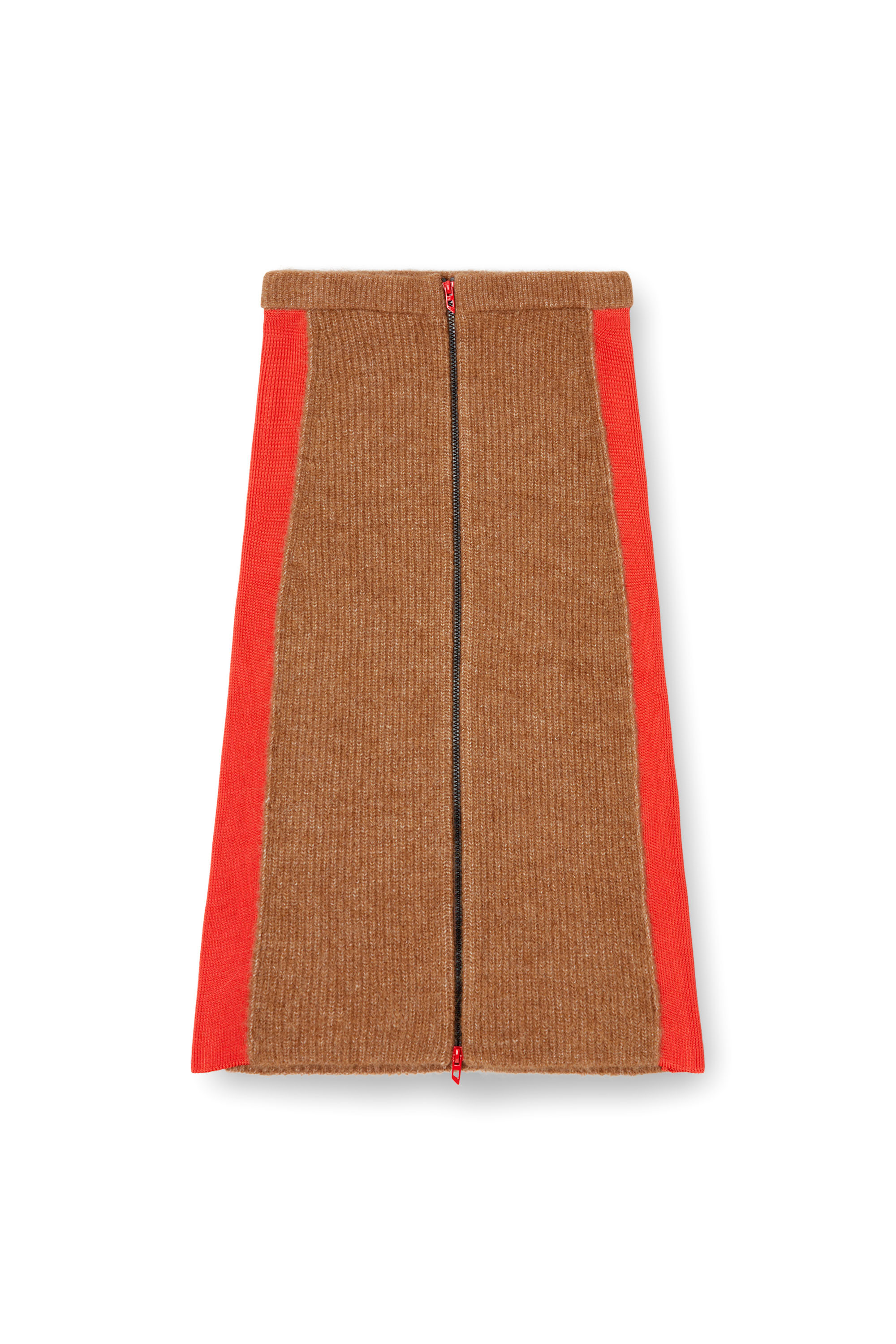 M-LOUSI, Brown Diesel - M-LOUSI, Woman's Midi skirt in alpaca with front zipper in Brown - 2