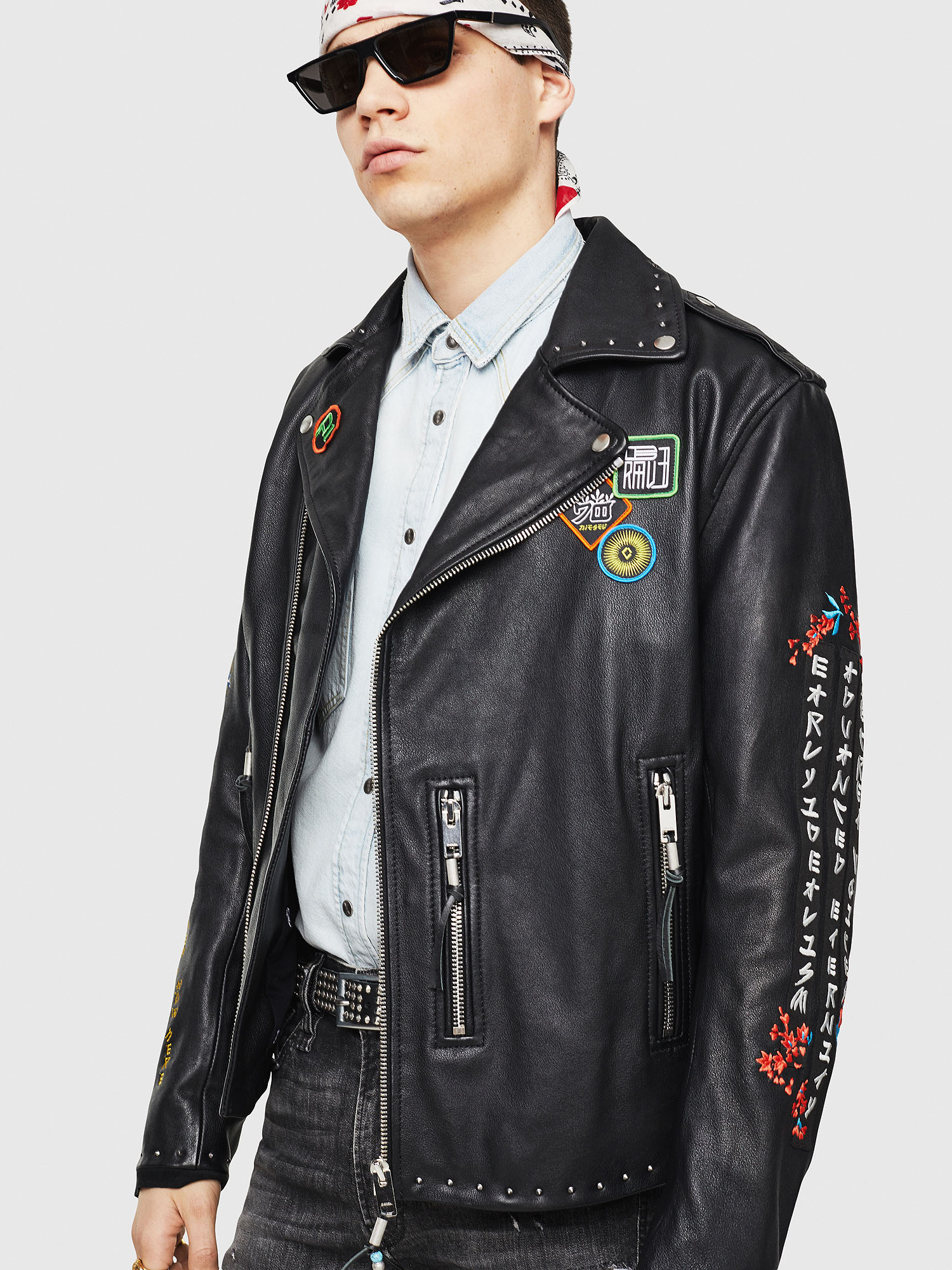 embroidered motorcycle jacket