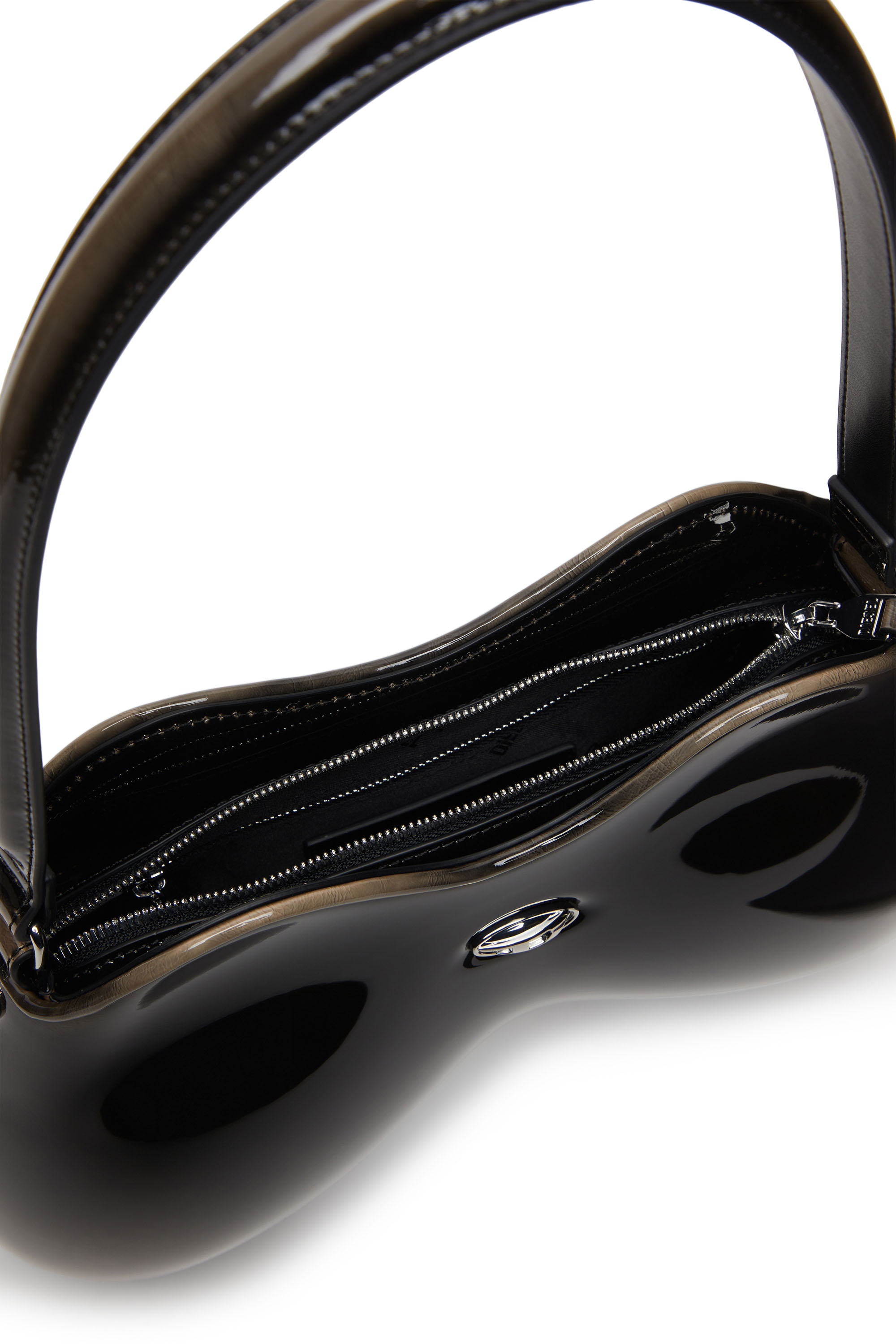 Diesel - DOUBLE-D SHOULDER, Woman's Double-D-Rigid shoulder bag in dégradé glossy PU in Black/Bronze - 3