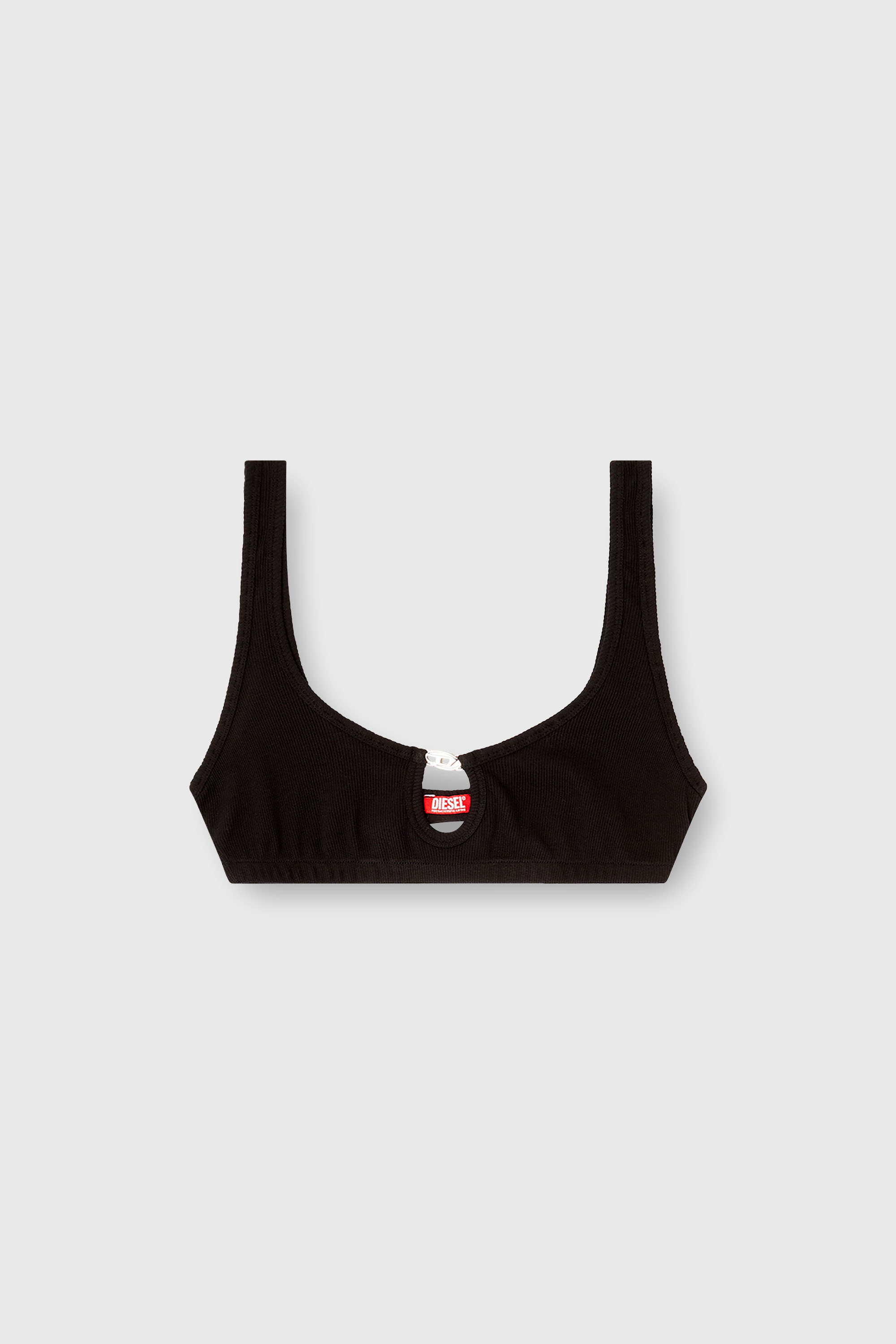 Diesel - FLORENCE-DNM, Woman's Bralette cotton rib with jewel Oval D in Black - 2