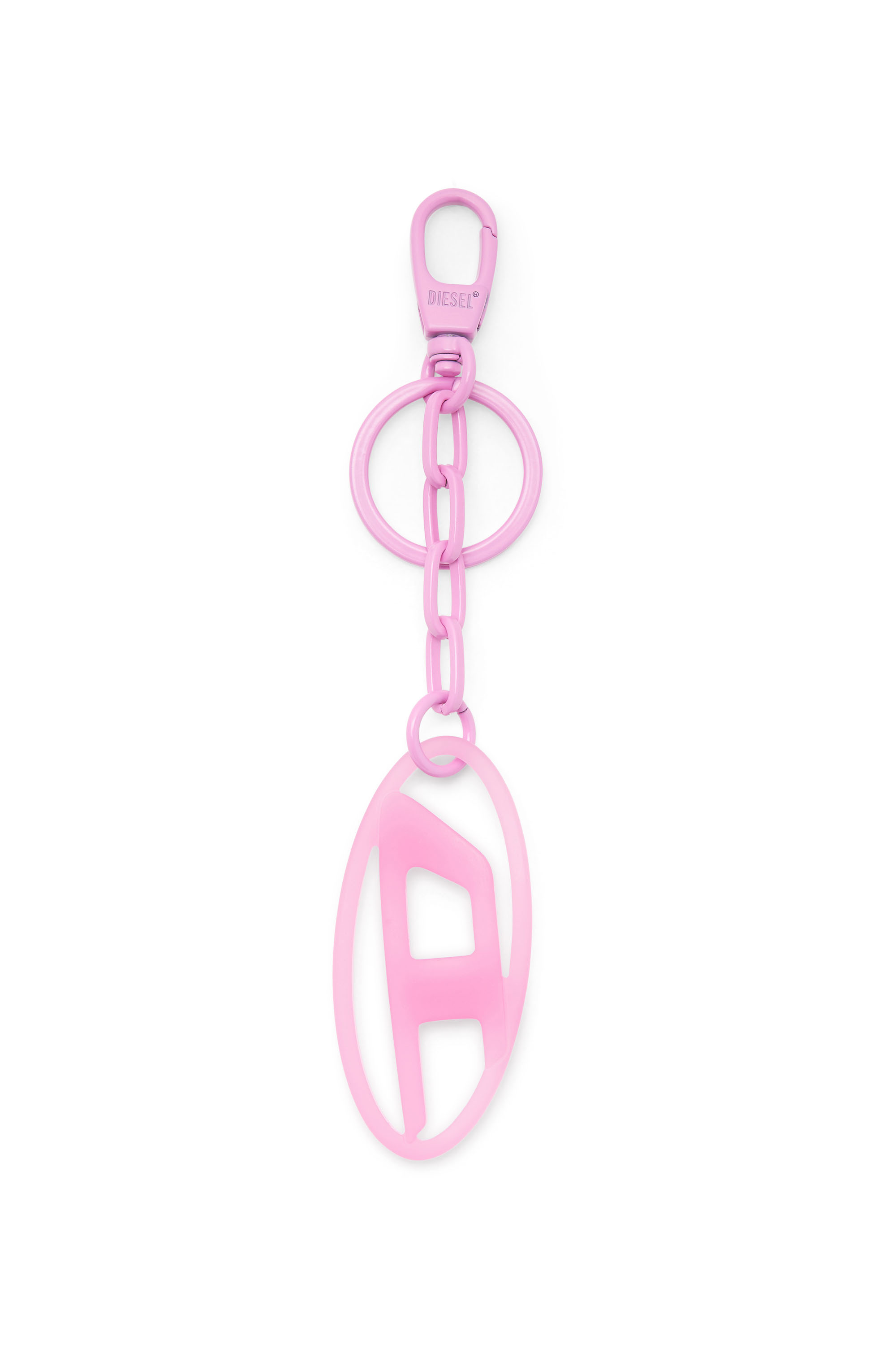 Diesel - OVAL D CHARM, Unisex's Oval D charm/key ring in metal and resin in Pink - 1
