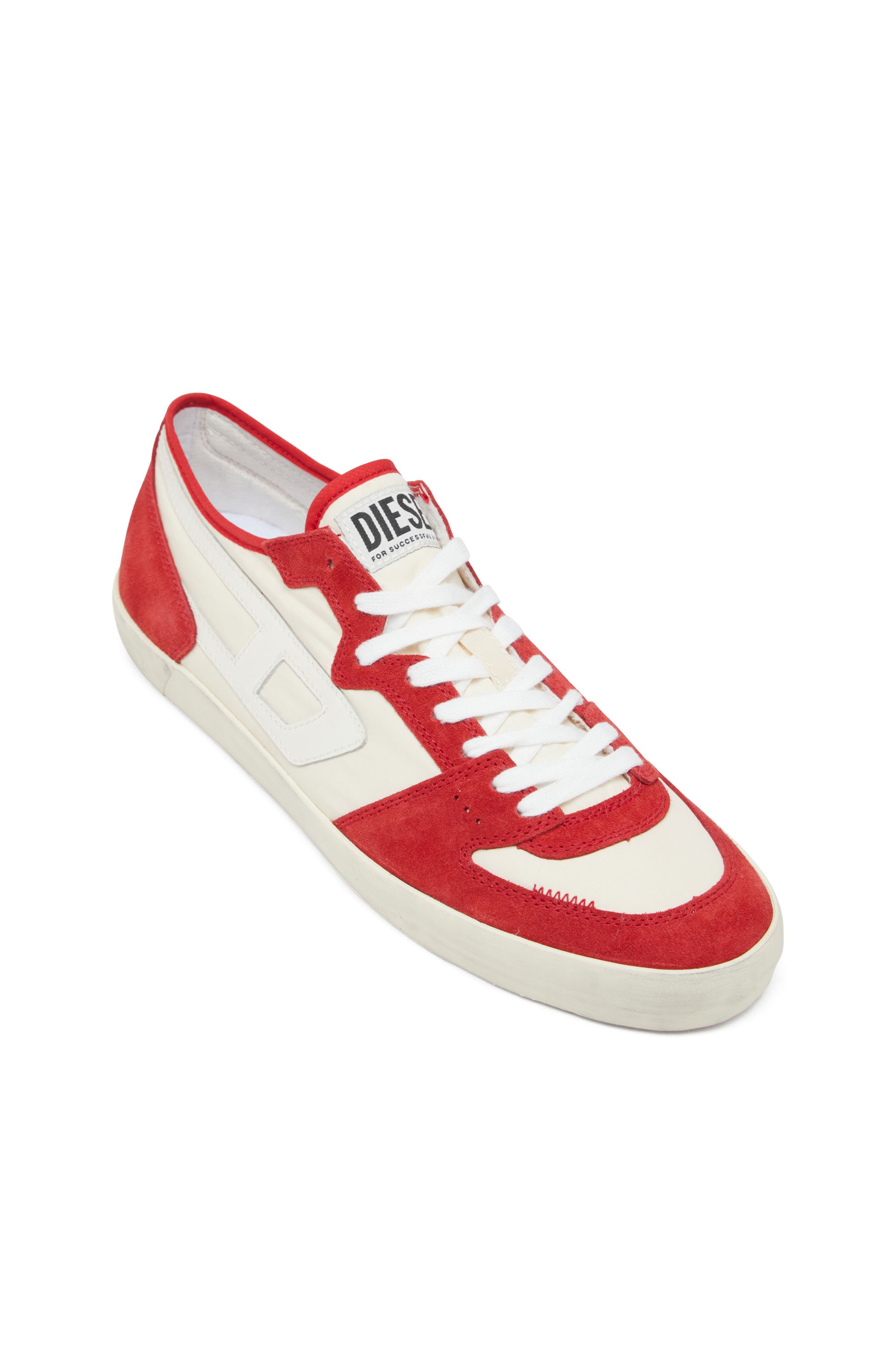 Diesel - S-LEROJI D-1 LOW, Man's Sneakers in padded ripstop and suede in Red/White - 6