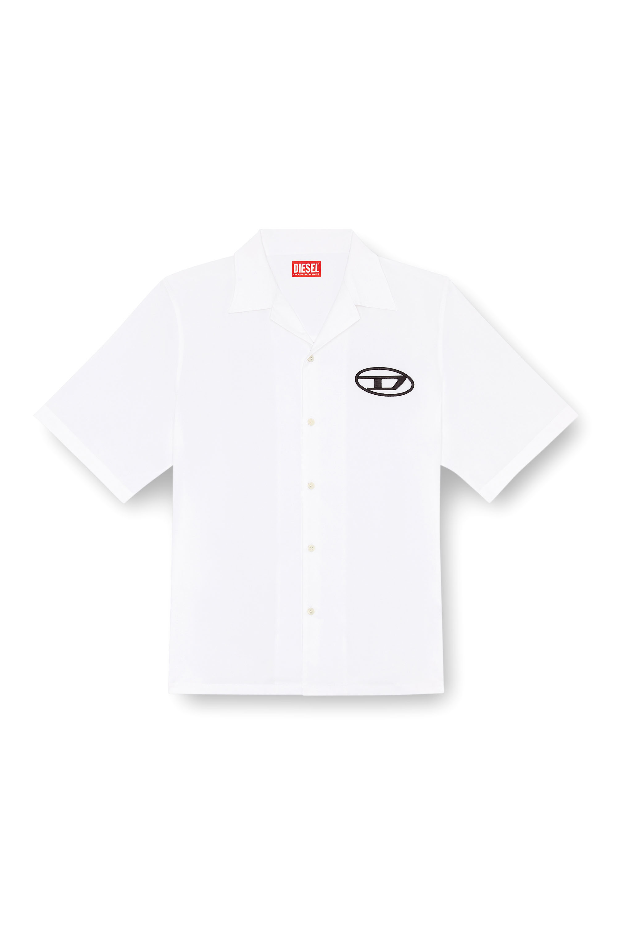 S-MAC-C, White Diesel - S-MAC-C, Man's Bowling shirt with logo embroidery in White - 2