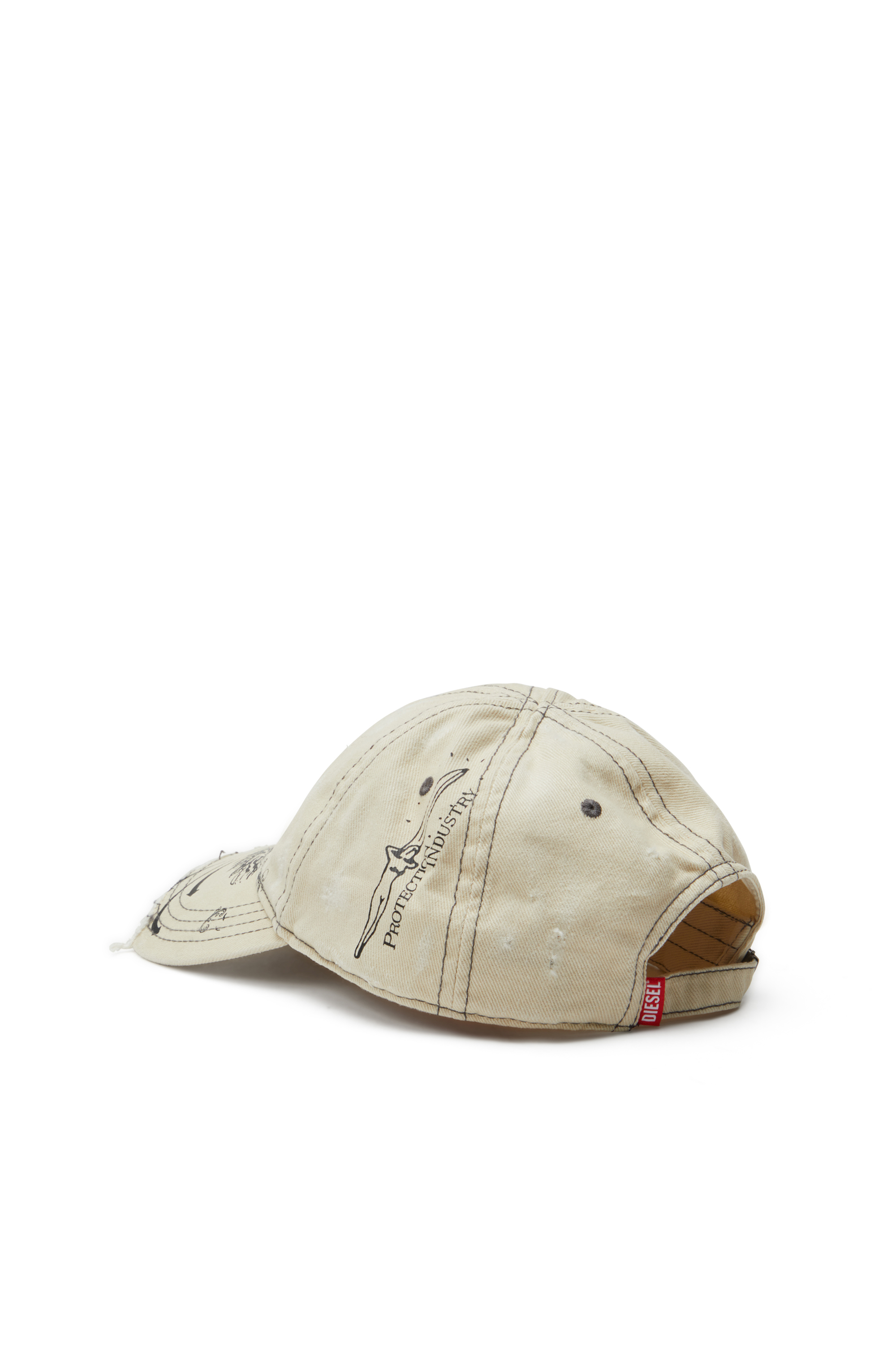 C-FENIX, White Diesel - C-FENIX, Man's Distressed baseball cap with Phoenix print in White - 2