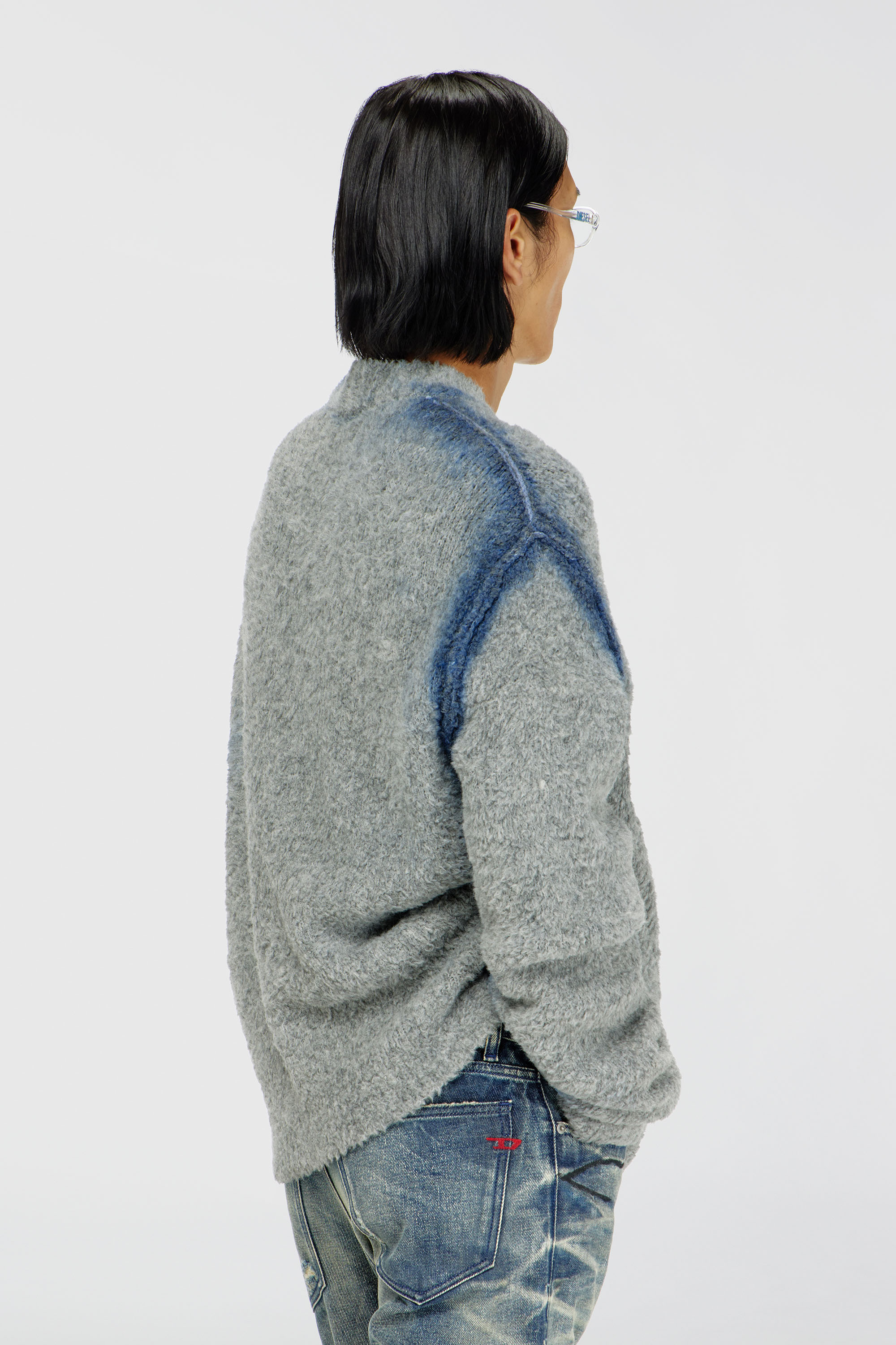 Diesel - K-REMO, Man's Alpaca-blend cardigan with spray-dyed seams in Light Grey - 4