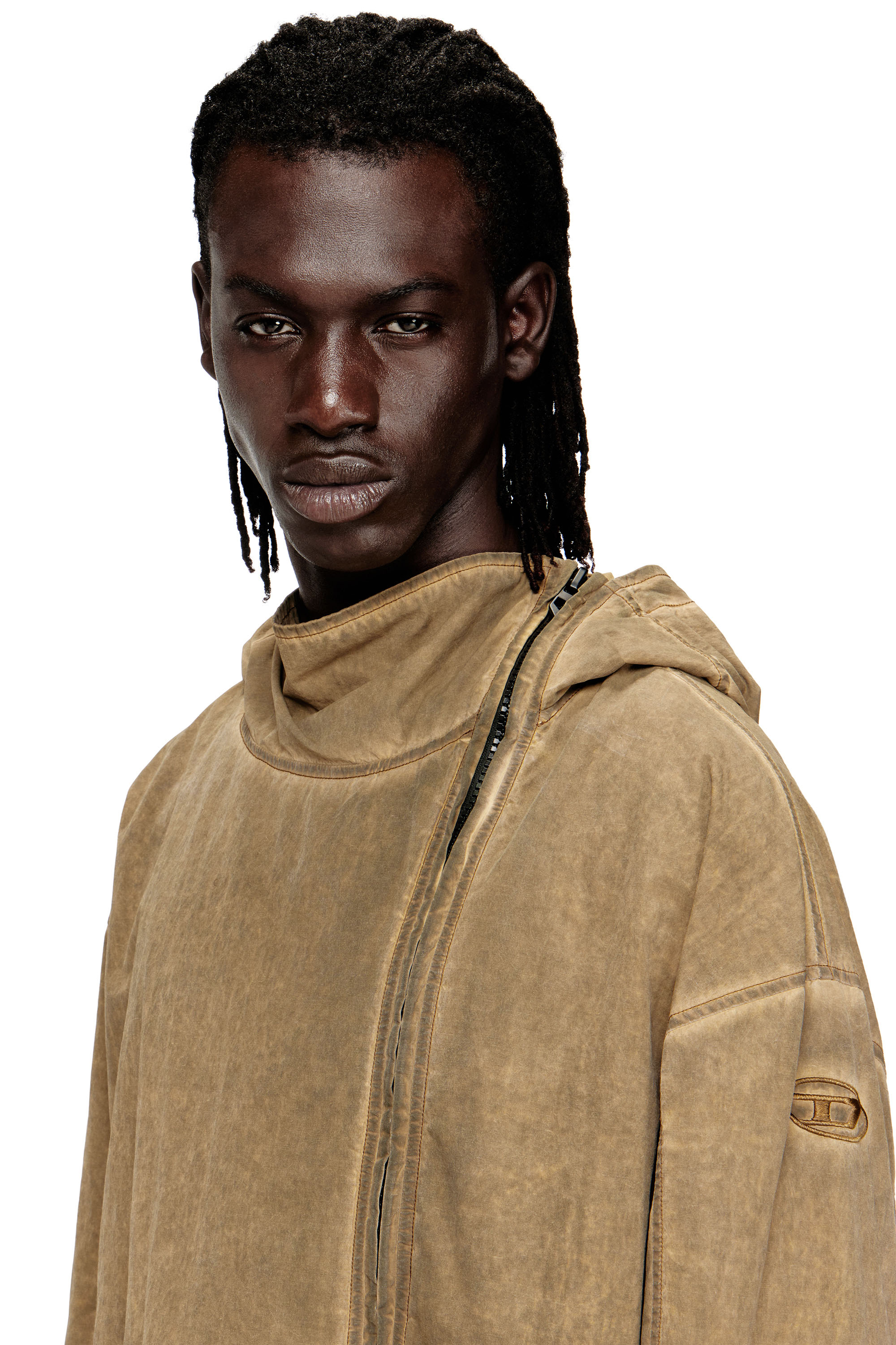 Diesel - J-SQUAD-TREAT, Man's Dirt-effect hooded jacket in Taslan in null - 5