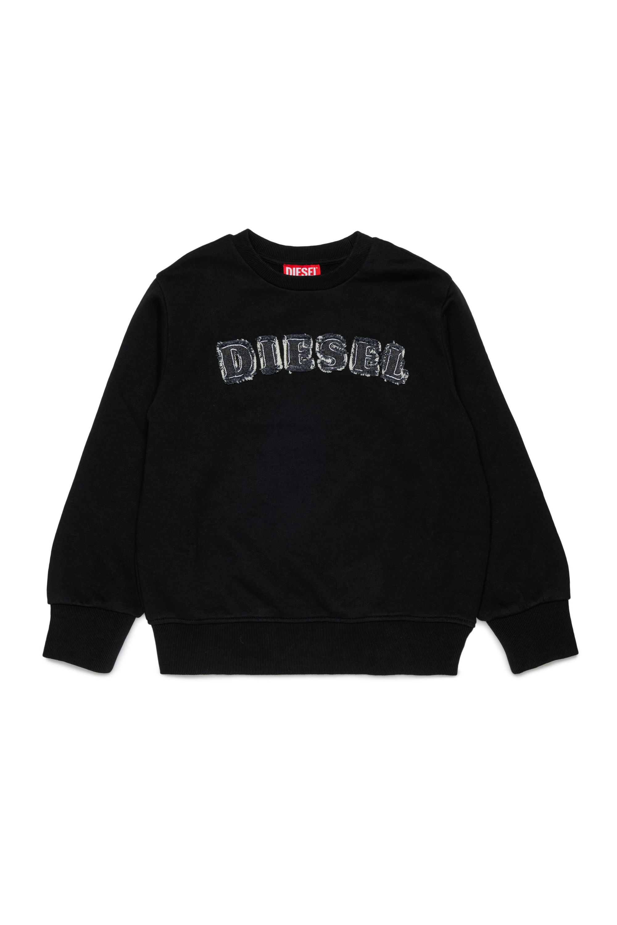 Diesel - SJEANS OVER, Man's Sweatshirt with frayed logo letters in Black - 1