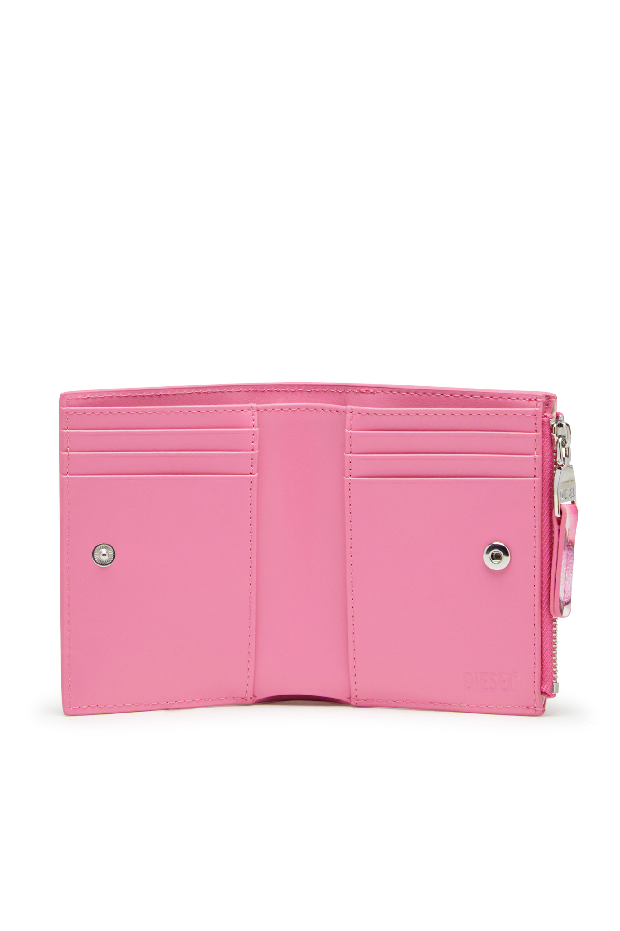 Diesel - PLAY BI-FOLD ZIP II, Woman's Small wallet in printed glossy PU in Pink - 3