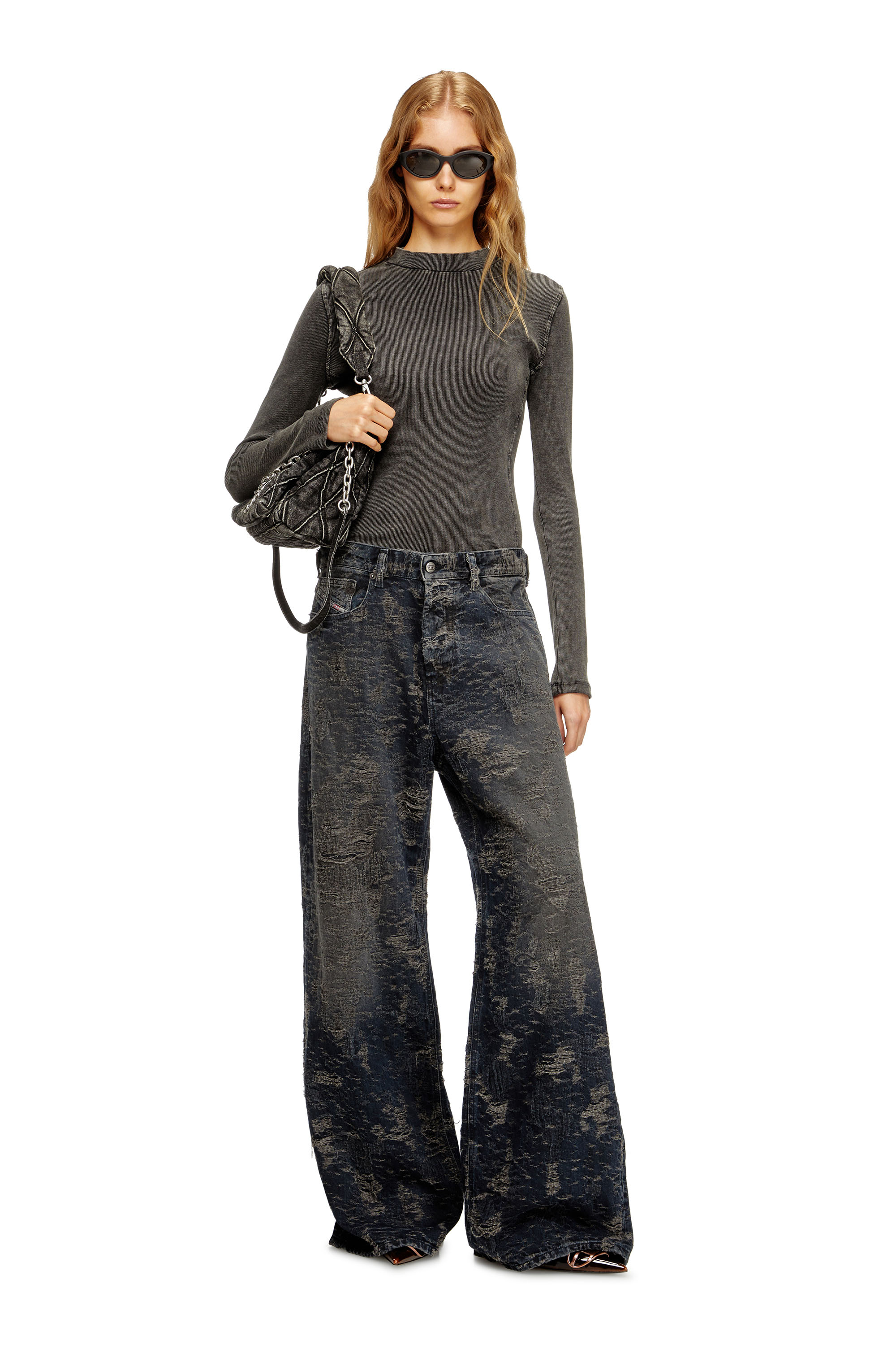 Diesel - Woman's Relaxed Jeans 1996 D-Sire 007BV, Black/Dark grey - 1