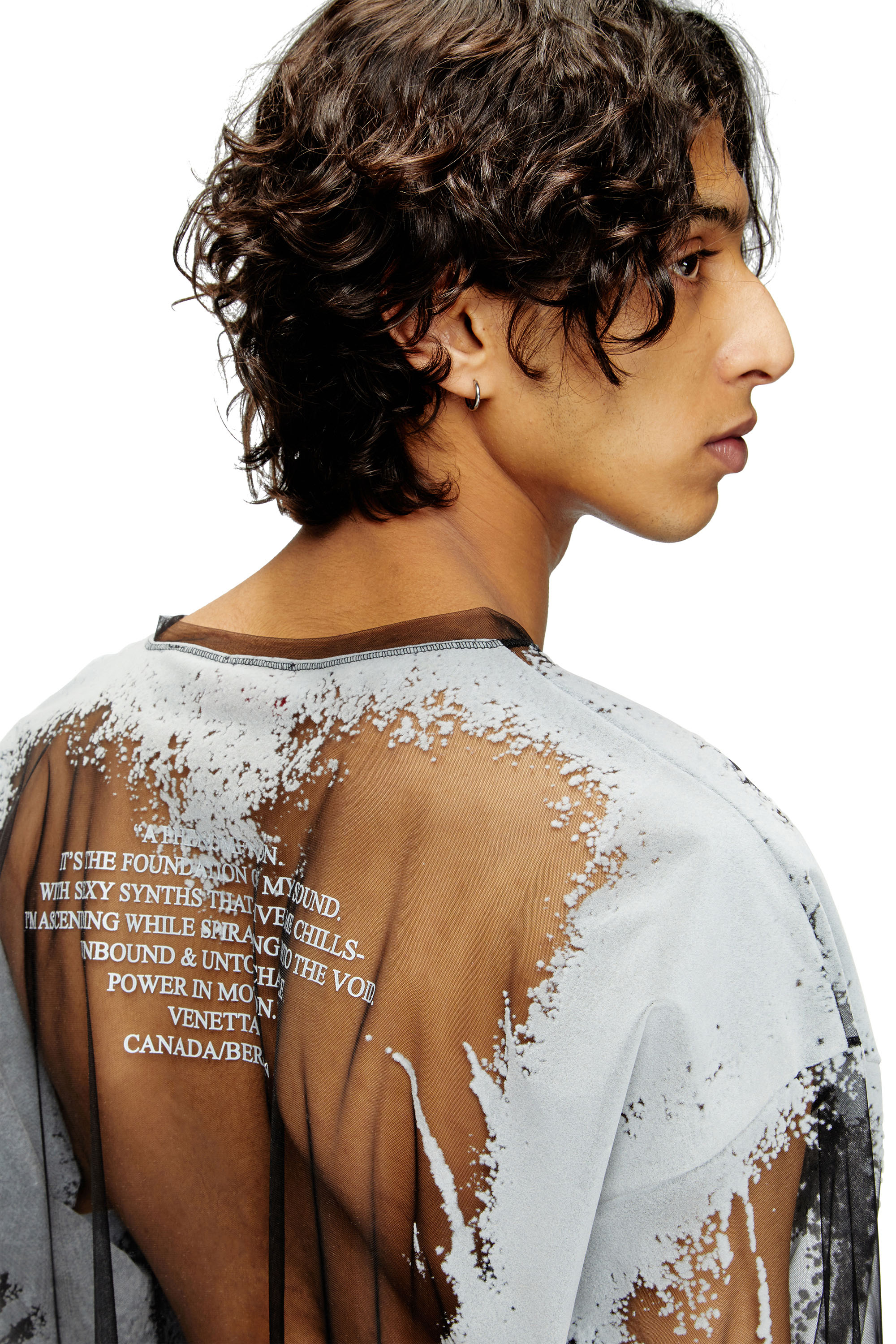 T-HASSAN-LS-A, Black Diesel - T-HASSAN-LS-A, Unisex's Long-sleeve nylon T-shirt with lyrics print in Black - 5