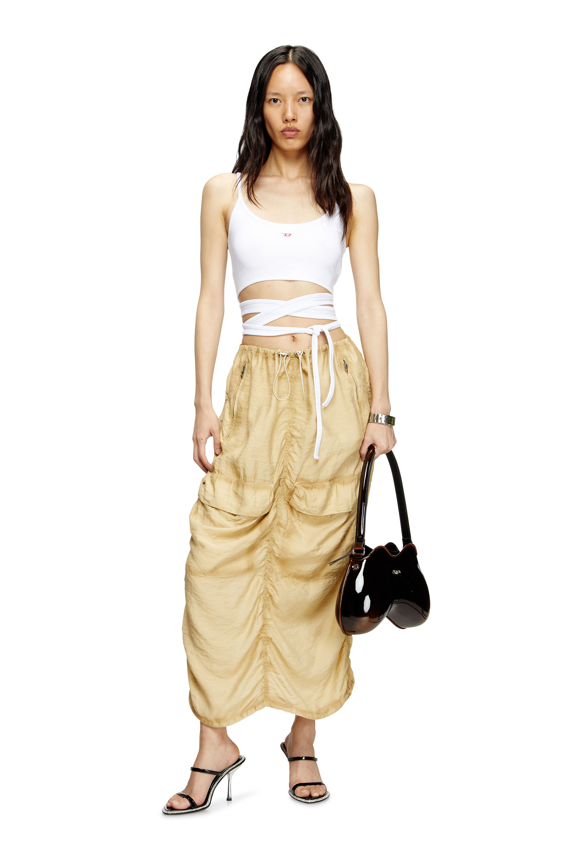 T-LEYA-TAIL, White Diesel - T-LEYA-TAIL, Woman's Vest top with wrap ties in White - 1