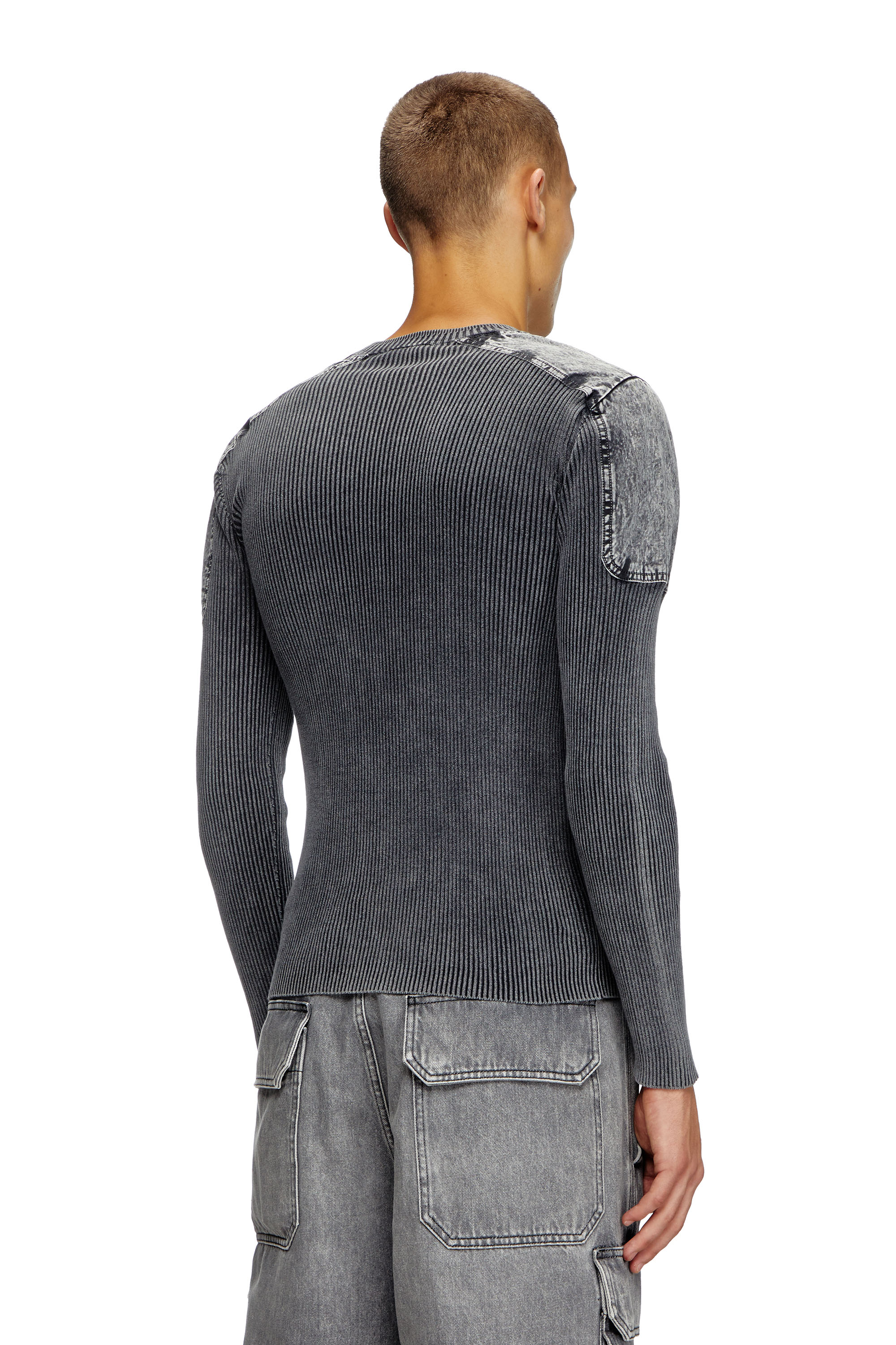 K-MARTIN, Dark grey Diesel - K-MARTIN, Man's Jumper with contrast shoulder panels in Dark grey - 4