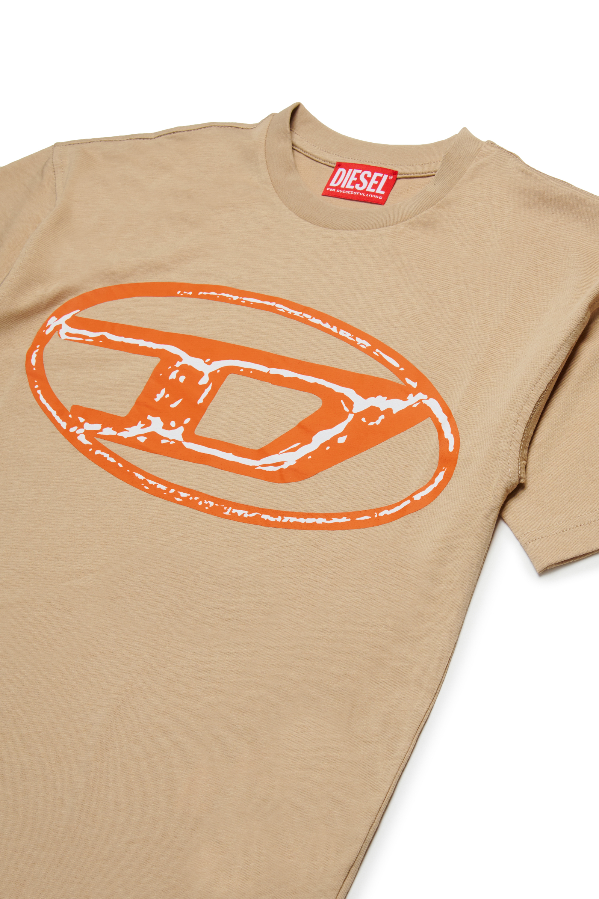 Diesel - TBONNIE OVER, Man's Cotton T-shirt with logo print in Light Brown - 3