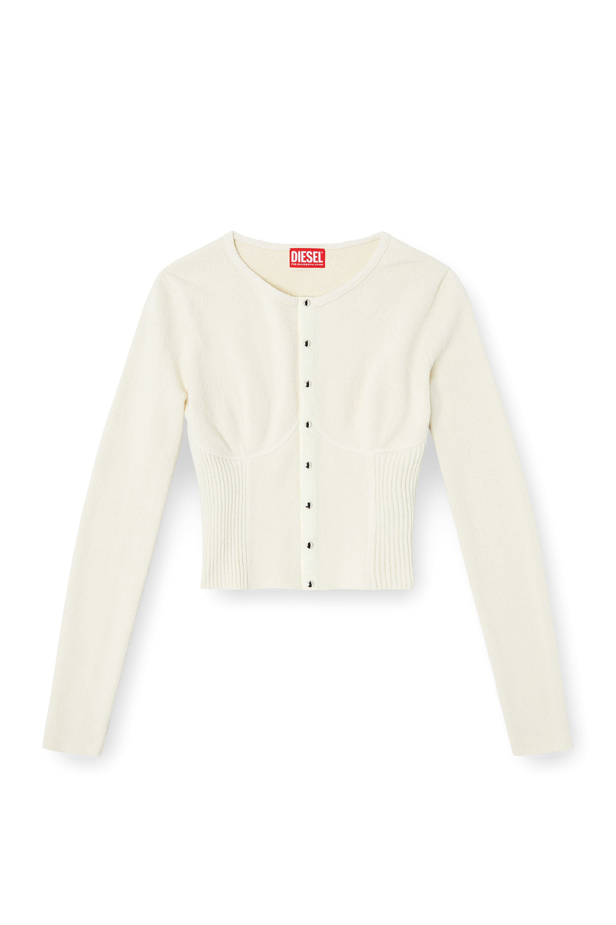 Diesel - M-LESTA, Woman's Bustier-effect cropped cardigan in White - 3