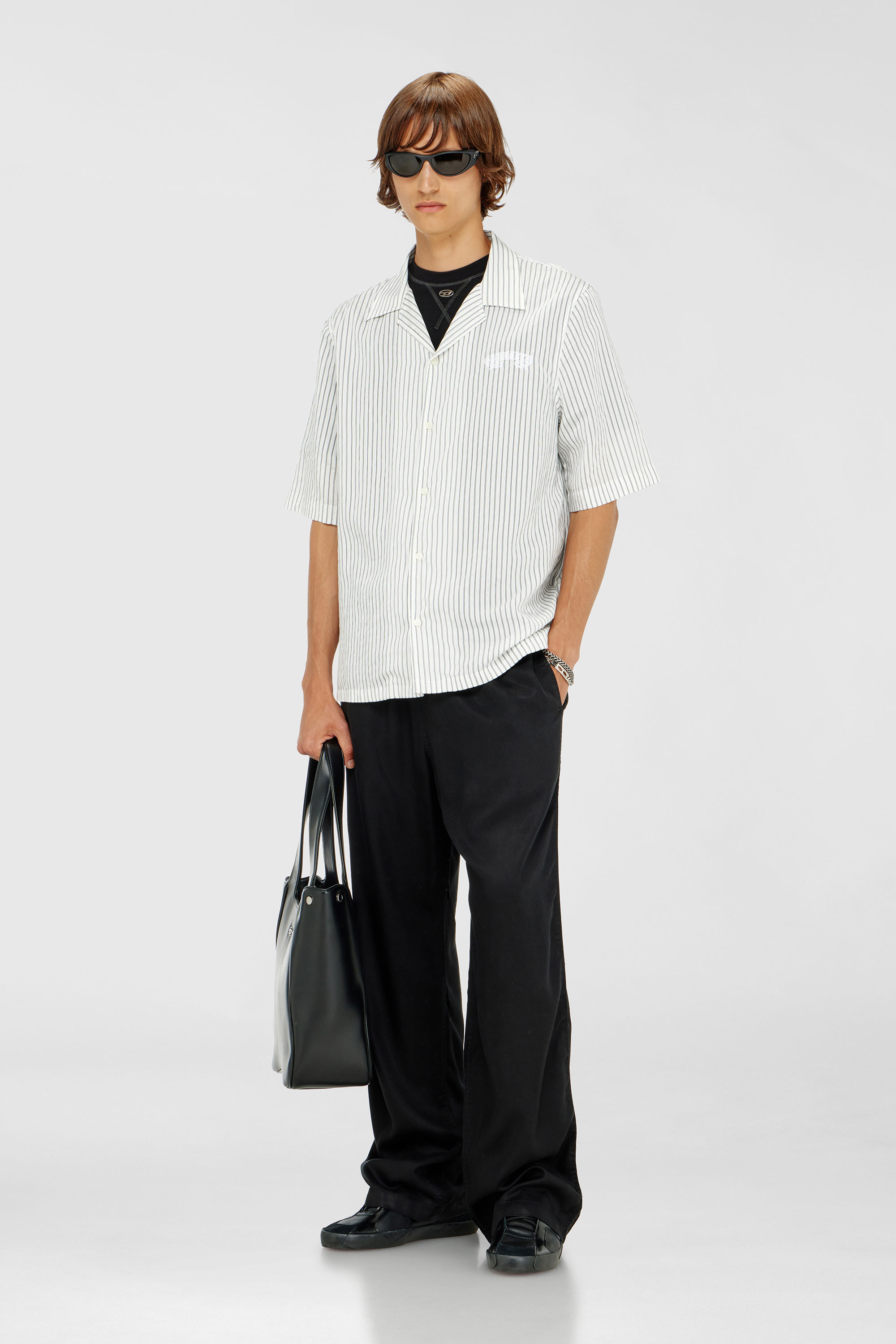 Diesel - P-DREYER-C, Man's Drawstring pants in faded twill in Black - 1