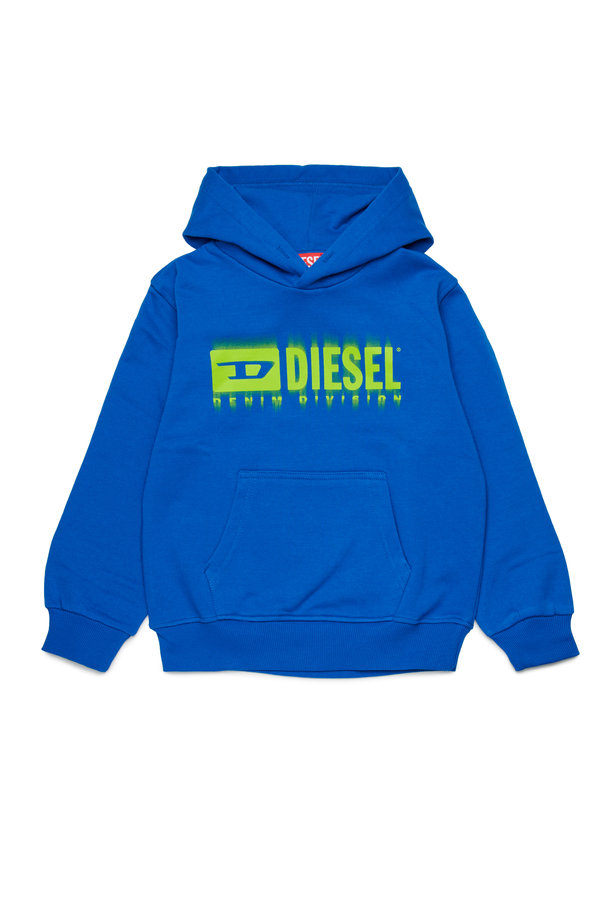 Diesel - SGINNHOODL5 OVER, Man's Hoodie with smudged logo in Blue - 1