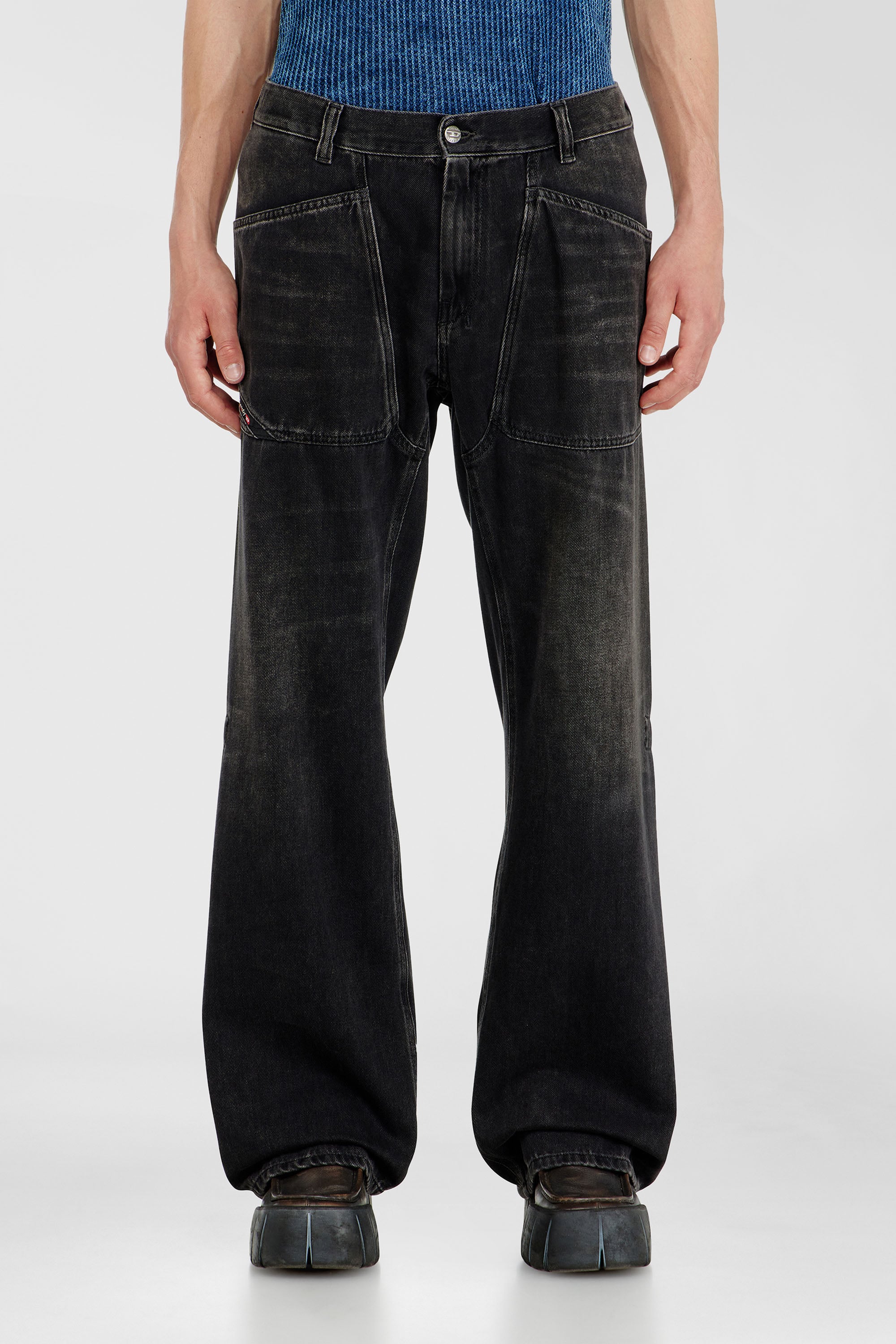 Diesel - Man's Relaxed Jeans D-Zeta 09J96, Black/Dark grey - 1