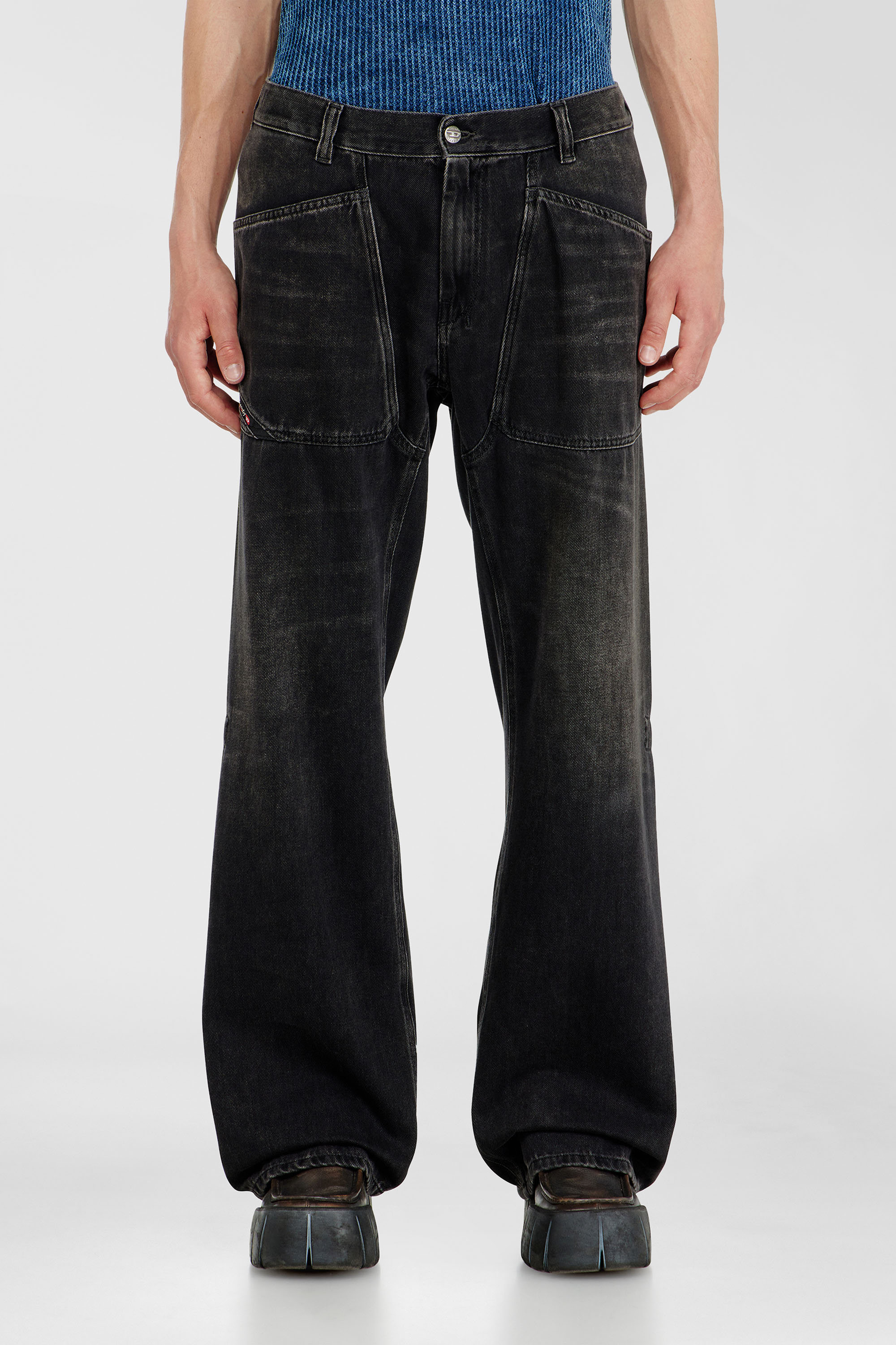Diesel - Man's Relaxed Jeans D-Zeta 09J96, Black/Dark grey - 4