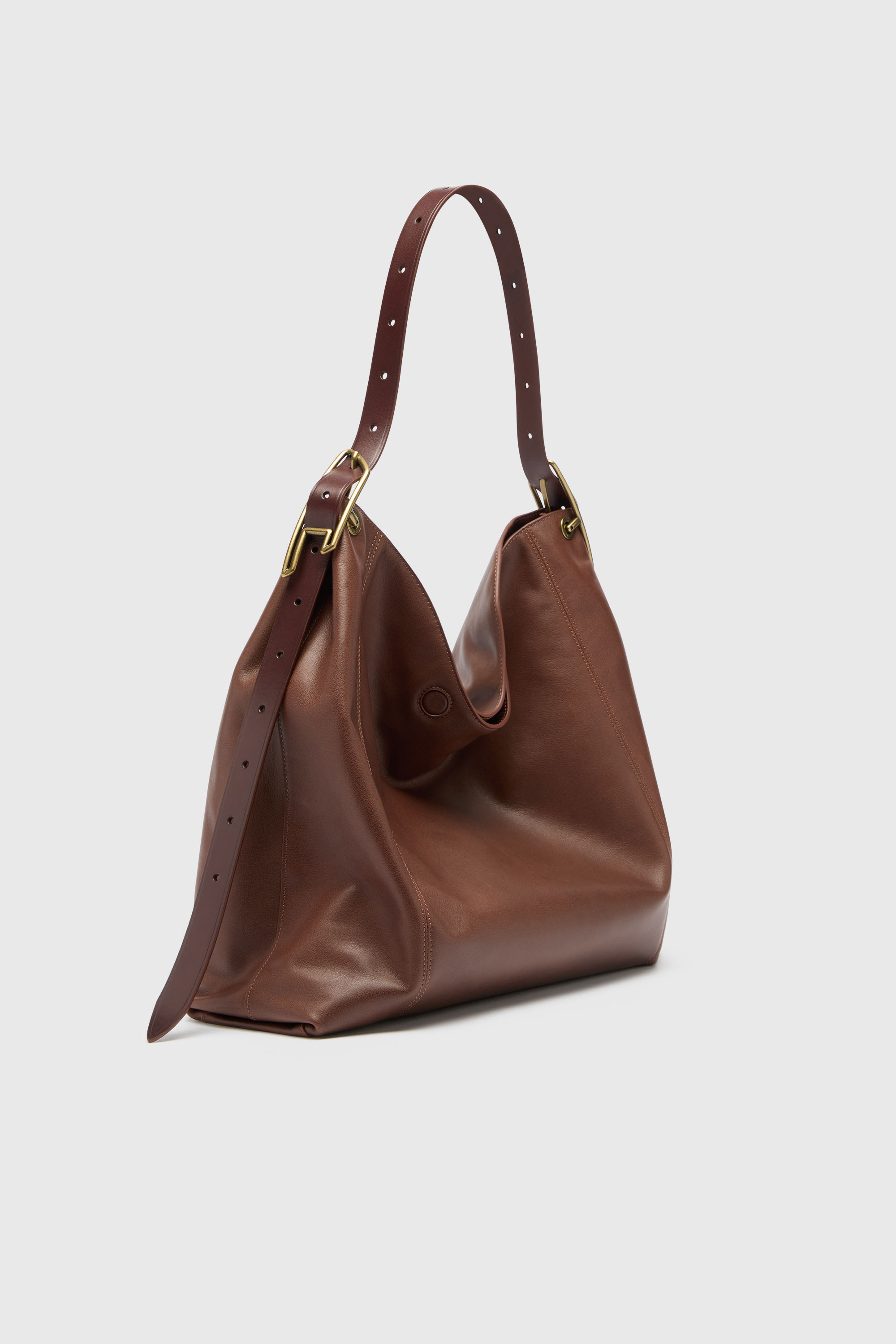 Diesel - D-LINE HOBO L, Woman's D-Line-Hobo bag in leather in Dark Brown - 8