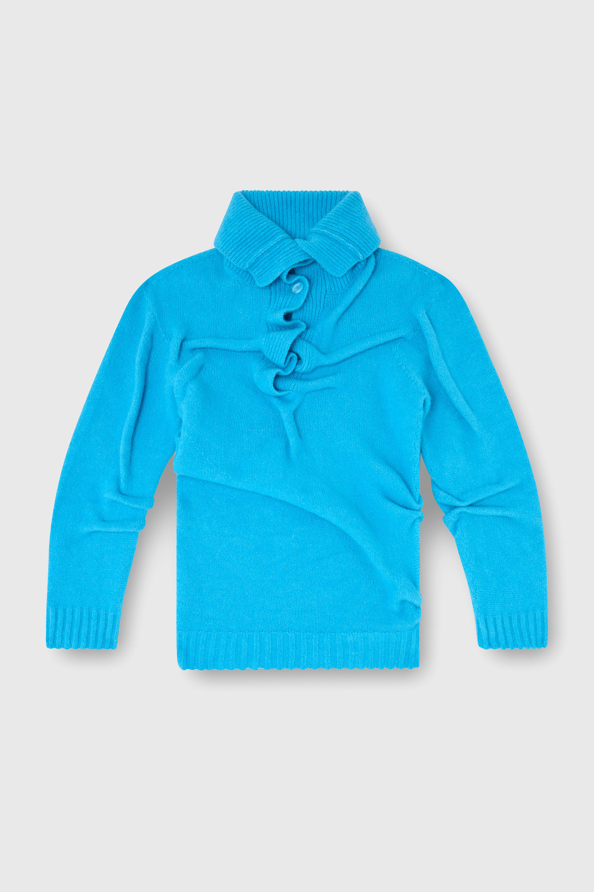 Diesel - M-AMARY, Woman's Button-neck jumper in wrinkled boiled knit in Azure - 1