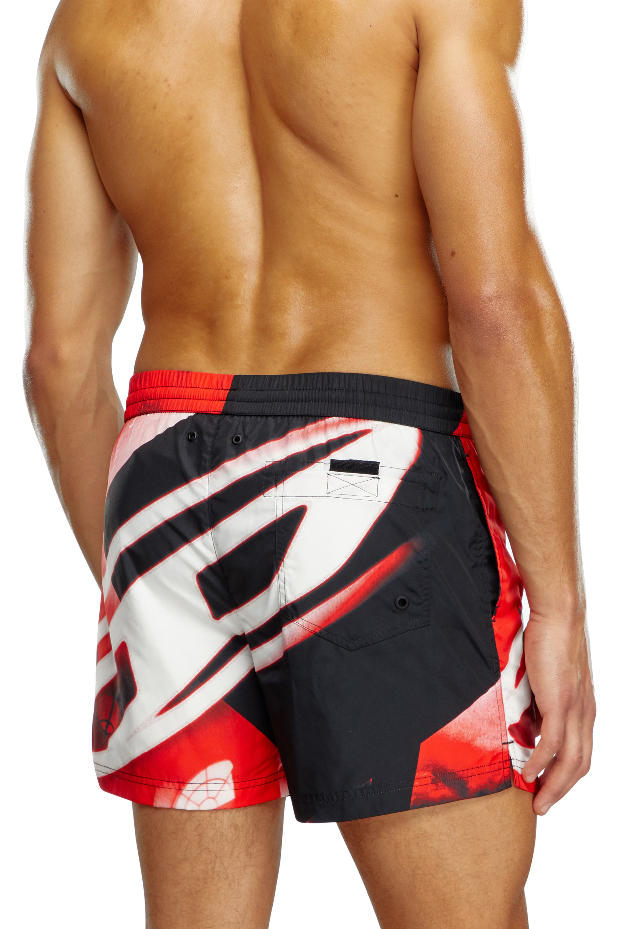 Diesel - BMBX-KEN-37, Man's Mid-length swim shorts with Oval D print in Red/Black - 3