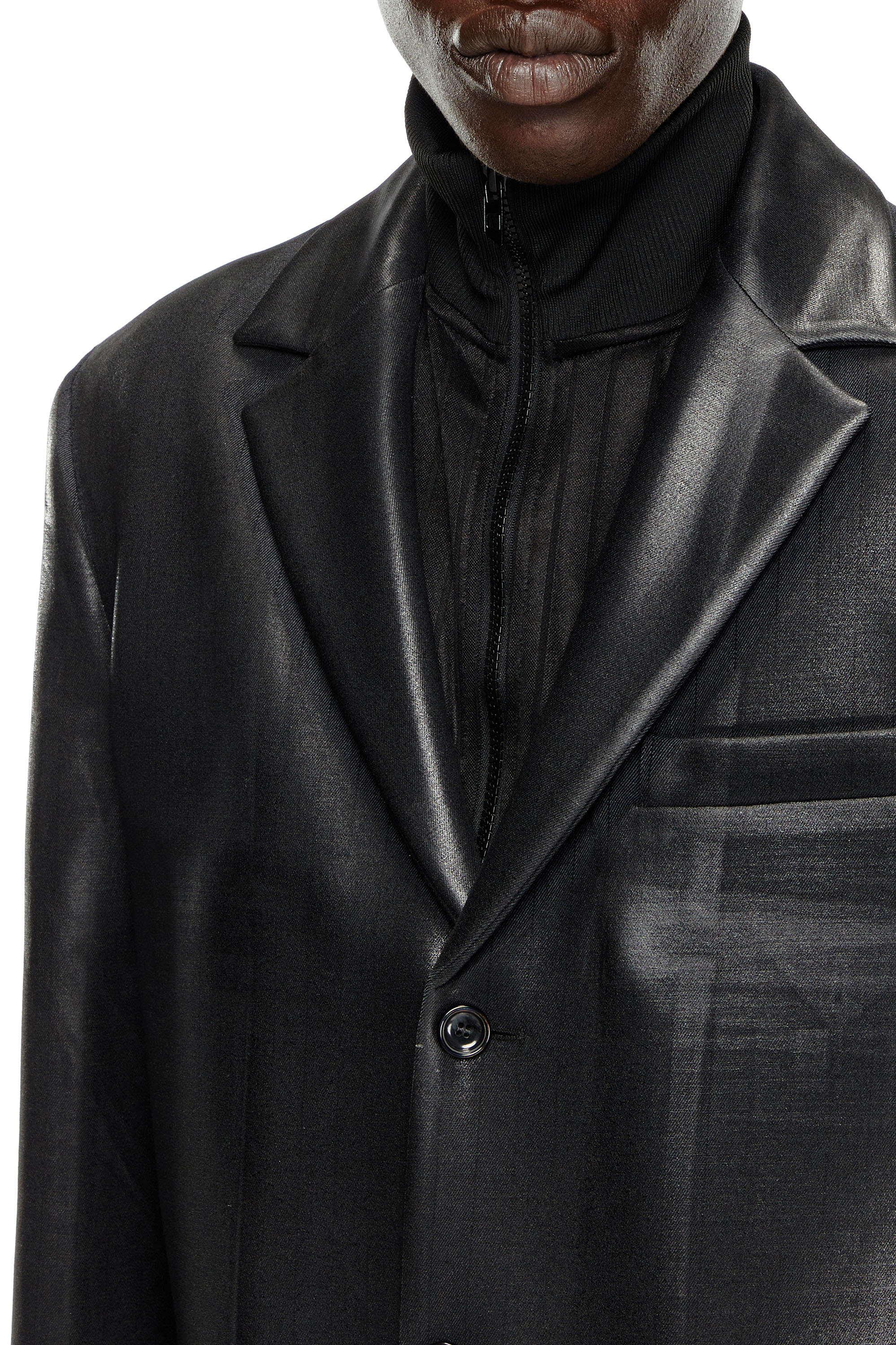 Diesel - J-DENNER, Man's Coat in pinstriped cool wool in Black - 5