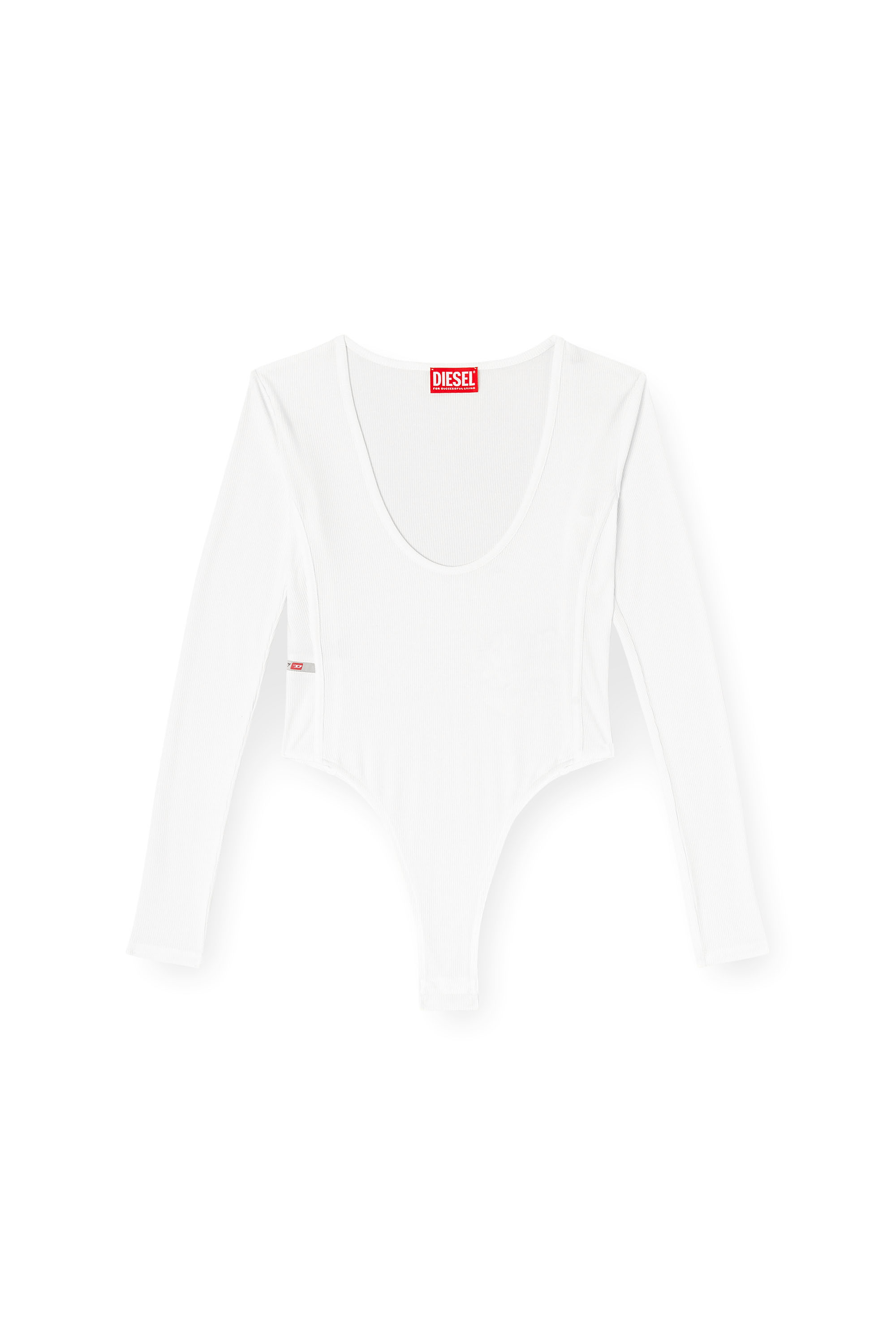 Diesel - T-BODYN, Woman's Thong bodysuit in ribbed jersey in White - 3