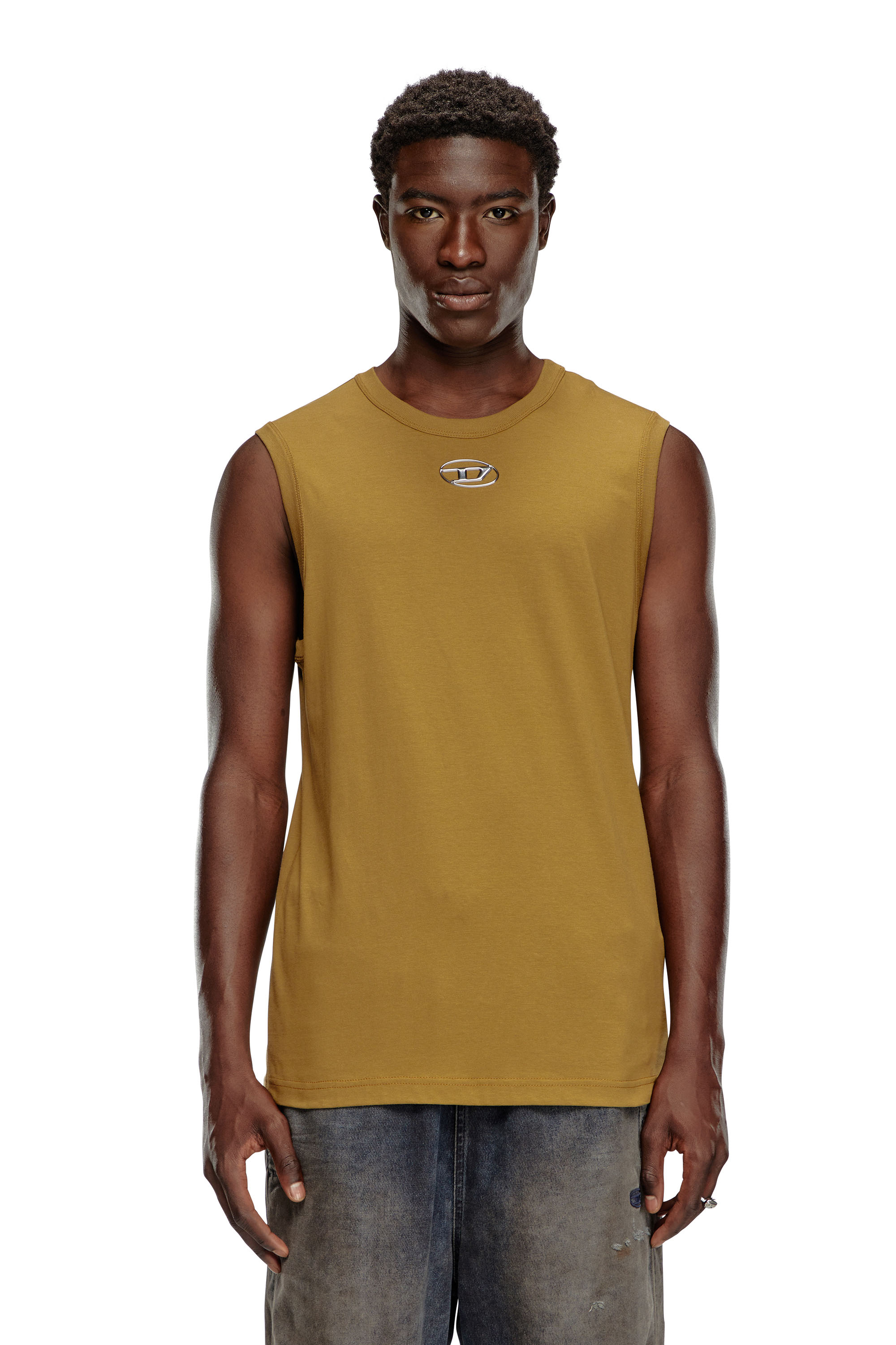 Diesel - T-BISCO-OD, Man Tank top with injection-moulded Oval D in Brown - Image 1