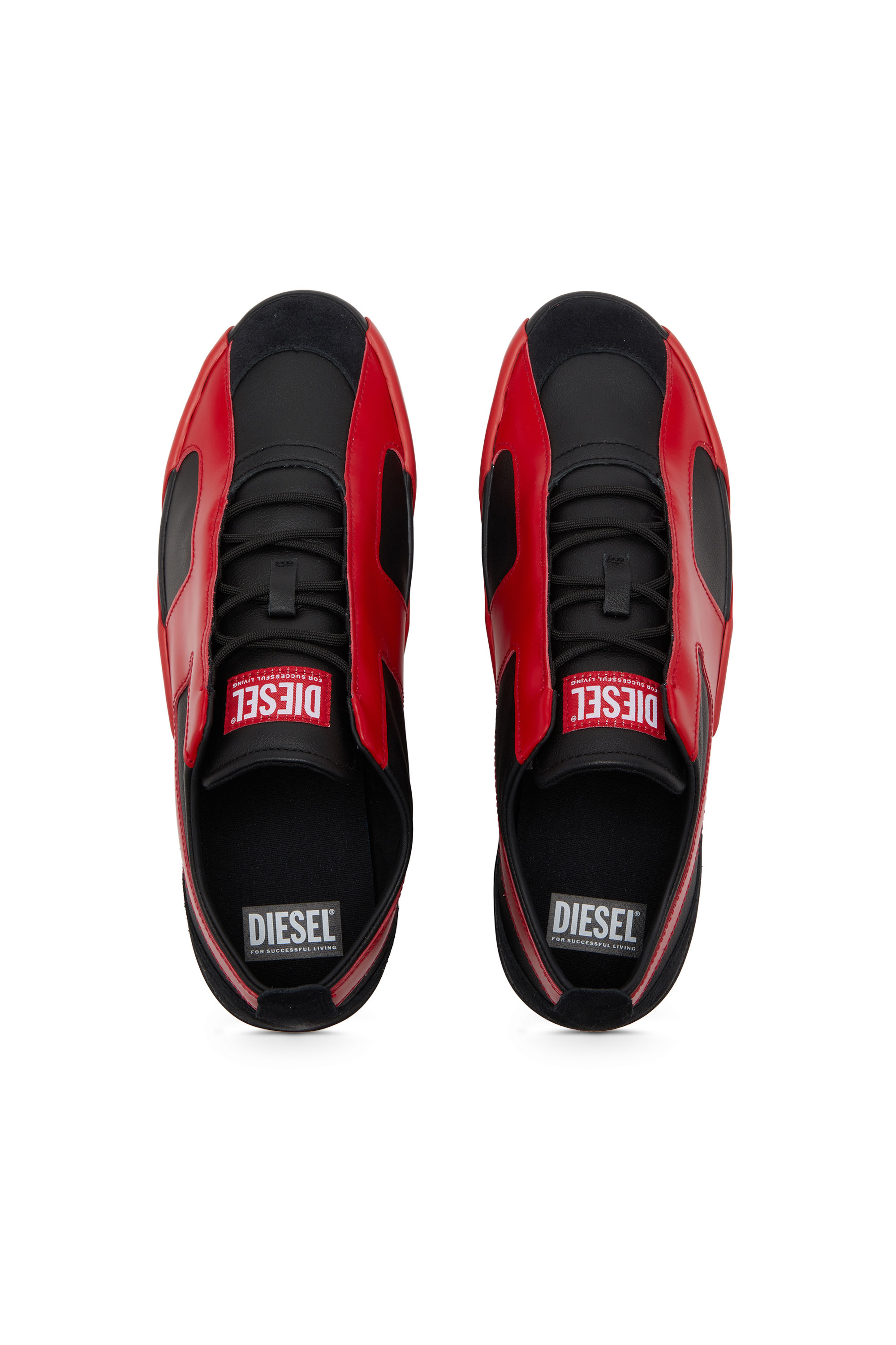 S-SLANTE-D LOW, Black/Red Diesel - S-SLANTE-D LOW, Man's S-Slante-D-Sneakers in suede and leather with D logo in Black/Red - 4