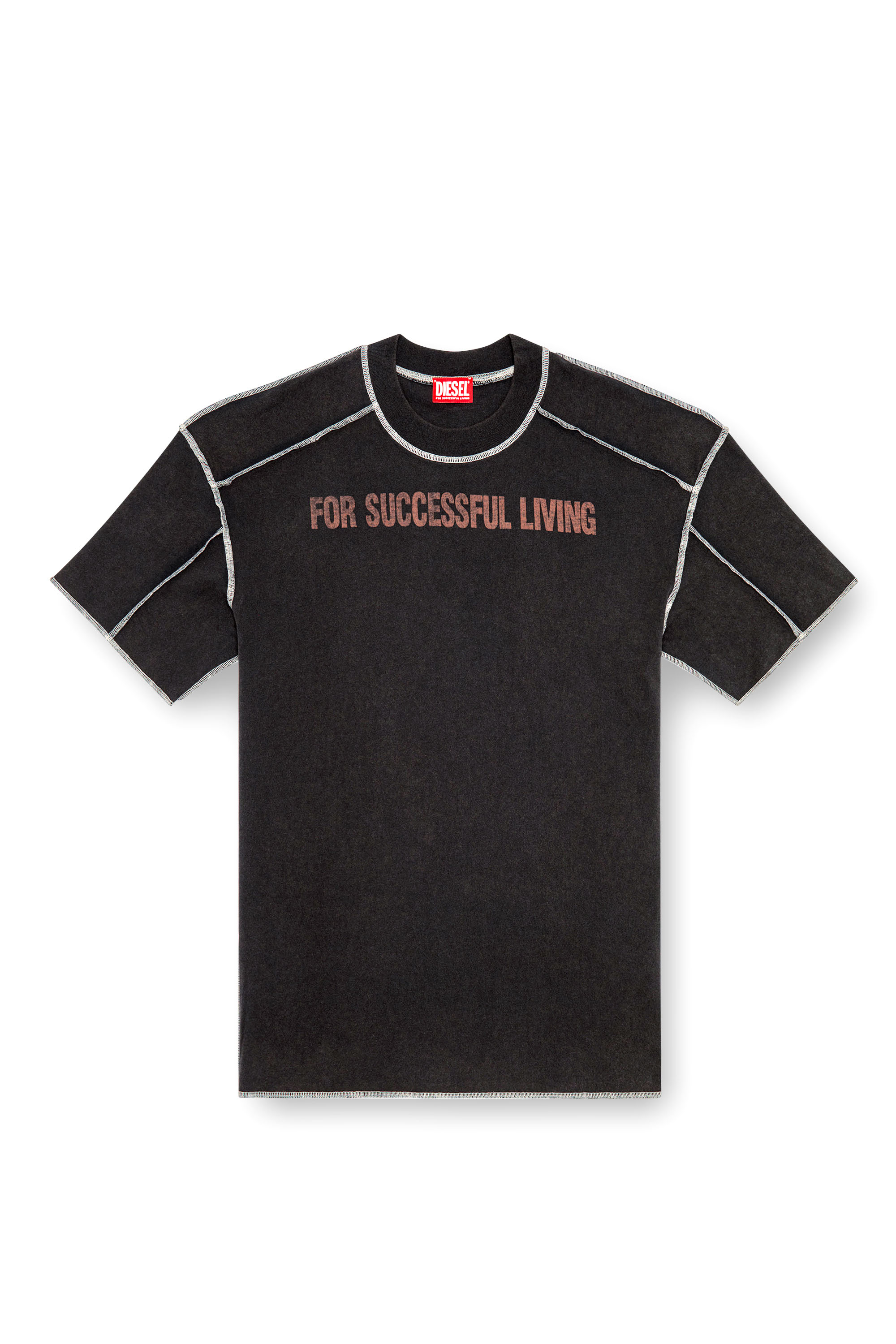 Diesel - T-CRAOR, Man's T-shirt with inside-out effect in Black - 3