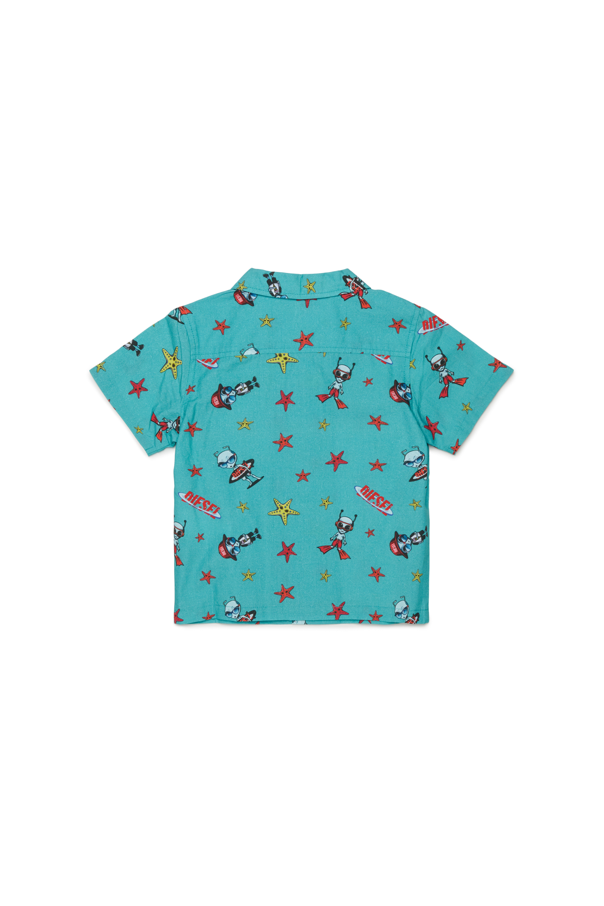 Diesel - MCALYB, Man's Cotton shirt with all-over prints in Water Green - 2