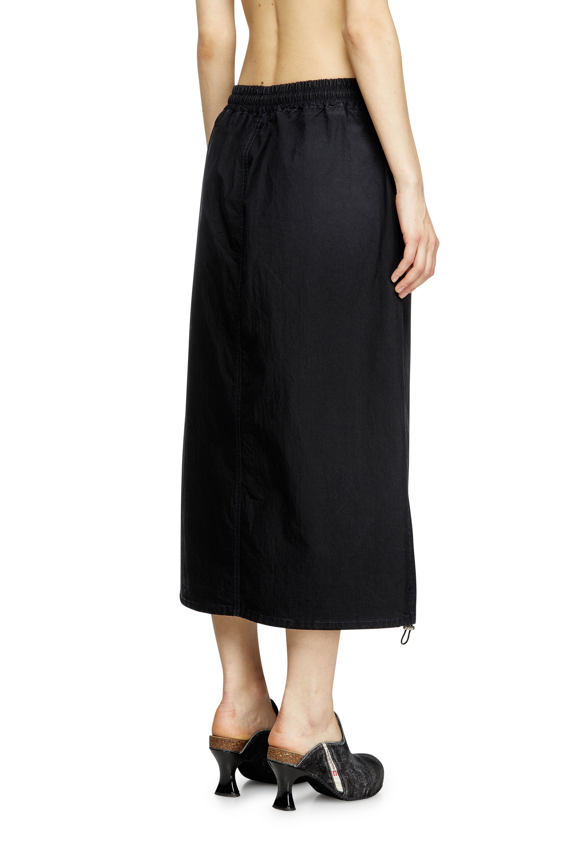 DE-OREN-C JOGG, Black Diesel - DE-OREN-C JOGG, Woman's Midi skirt in technical JoggJeans in Black - 4