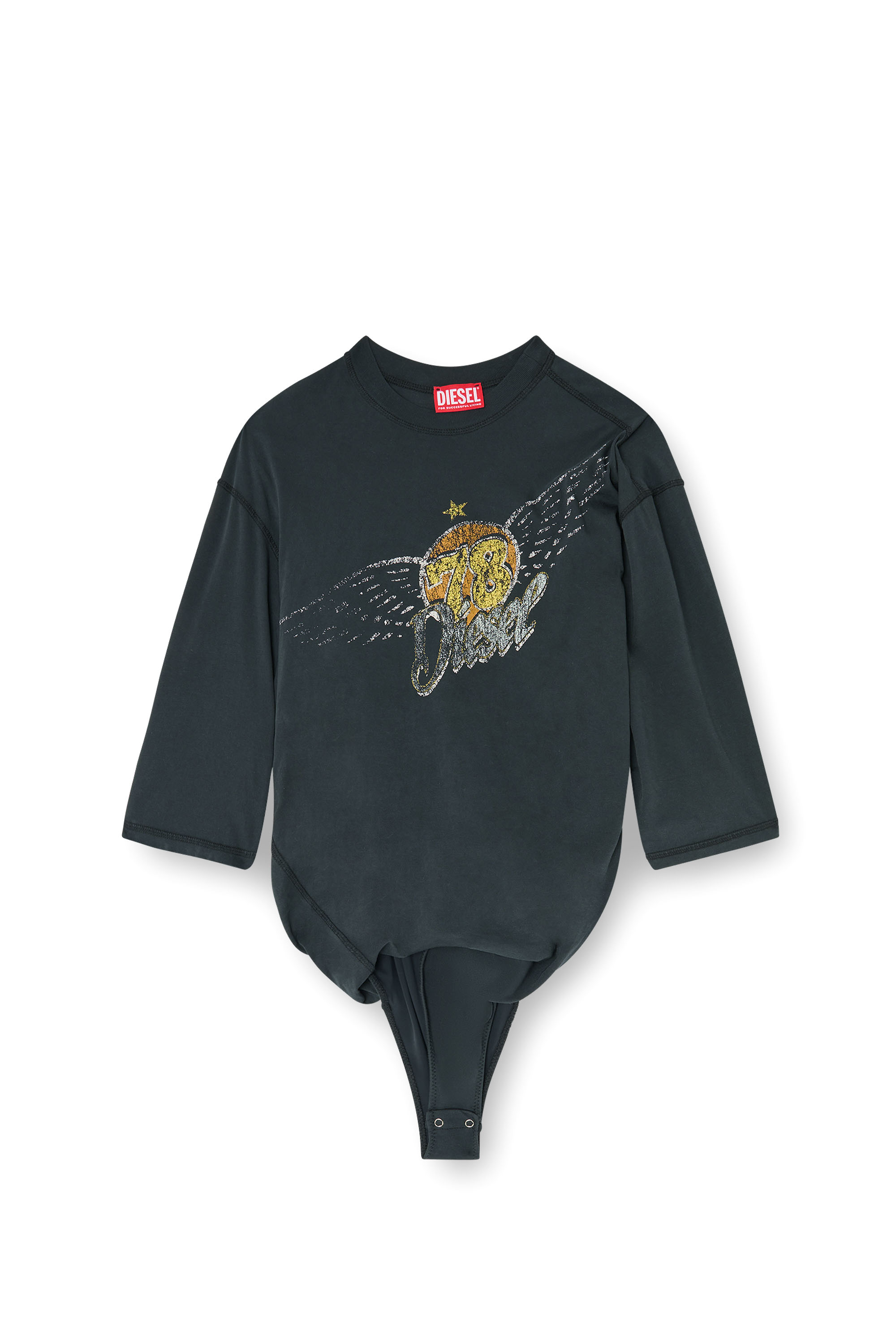 Diesel - T-MILLA-JER, Woman's T-shirt bodysuit with concert graphics in Black - 2
