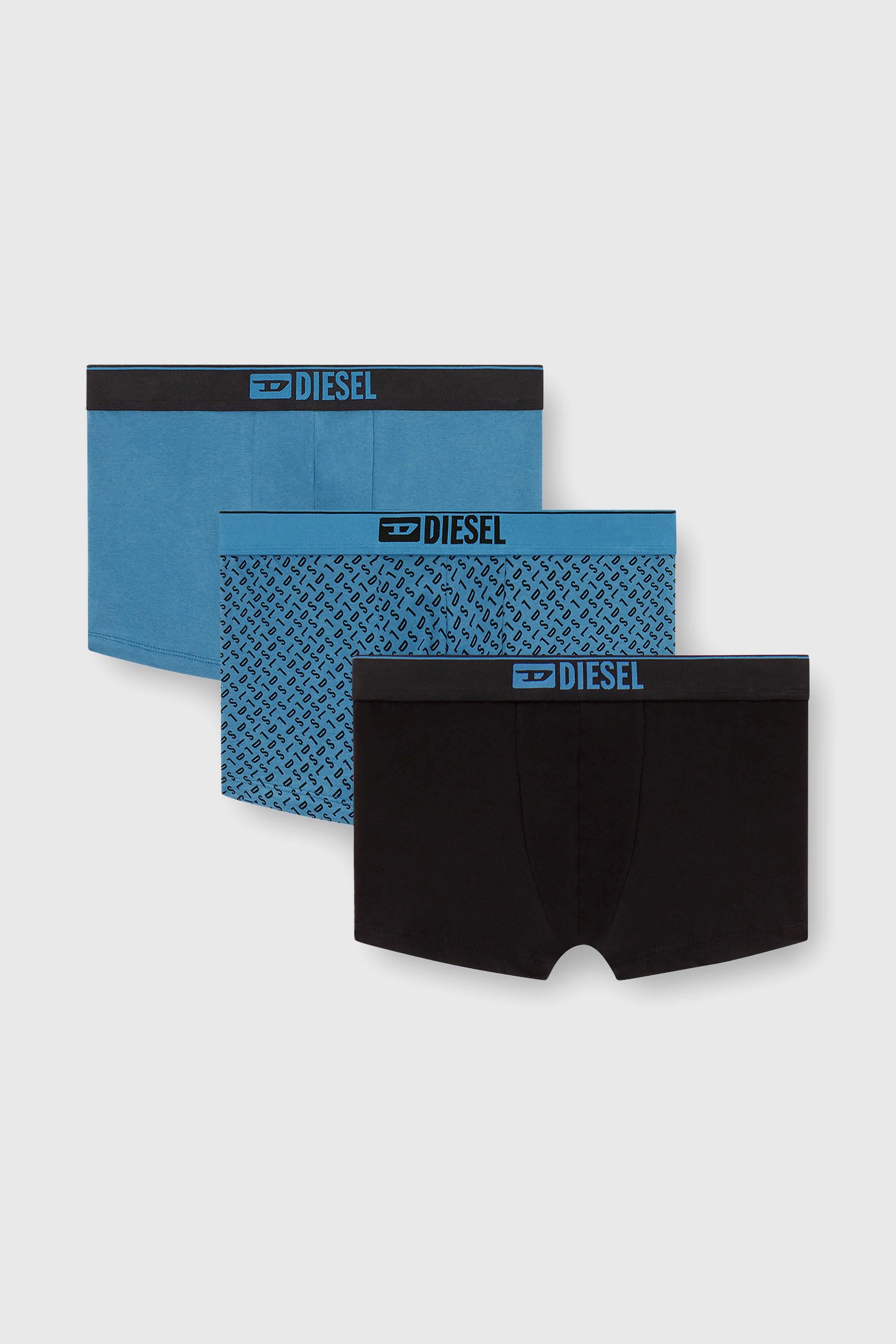Diesel - DAMIEN-D-BOX-3PACK, Man's Three-pack of stretch cotton trunks with monogram in Blue - 1
