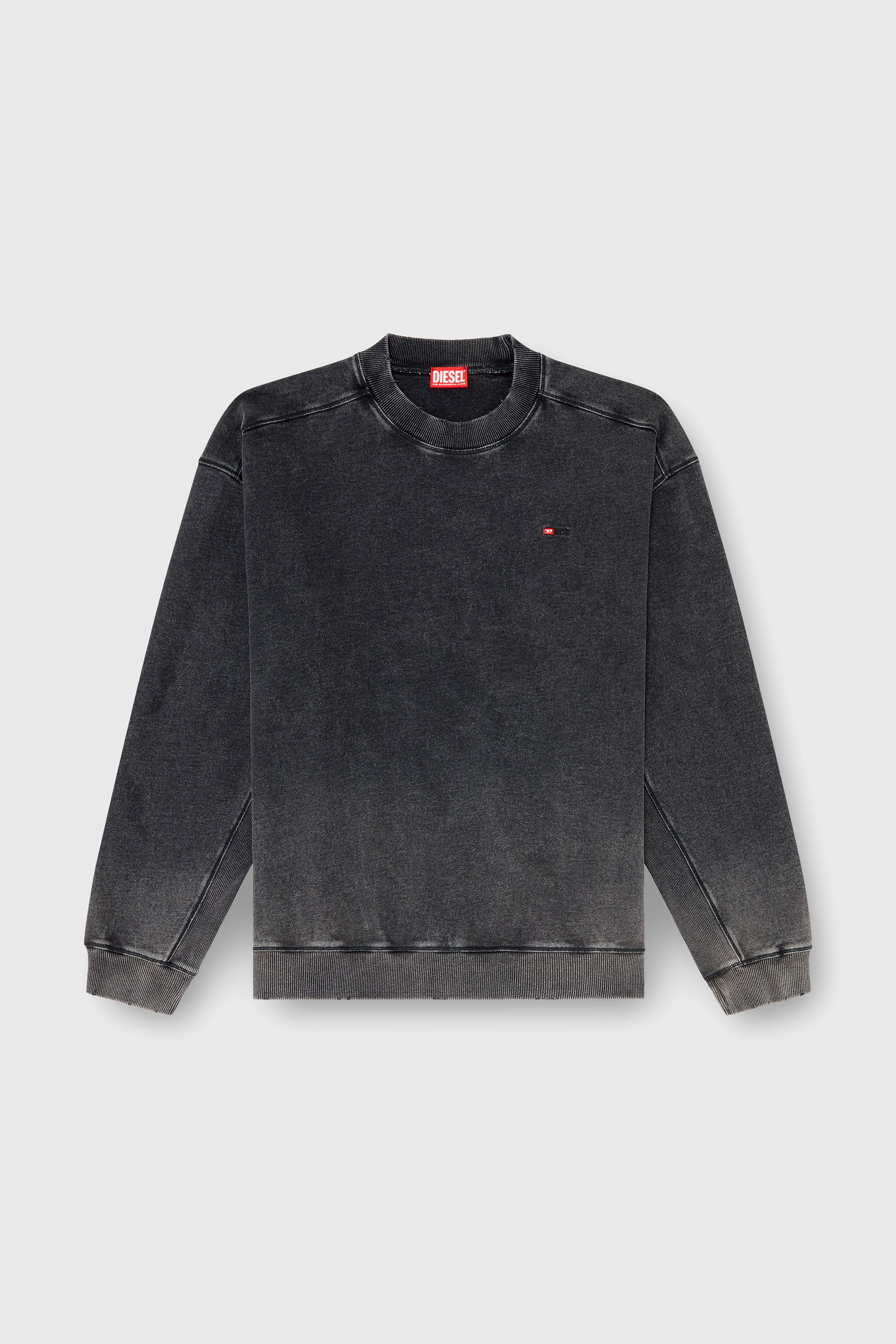 Diesel - S-CROX, Man's Cotton sweatshirt with faded effect in Dark grey - 2
