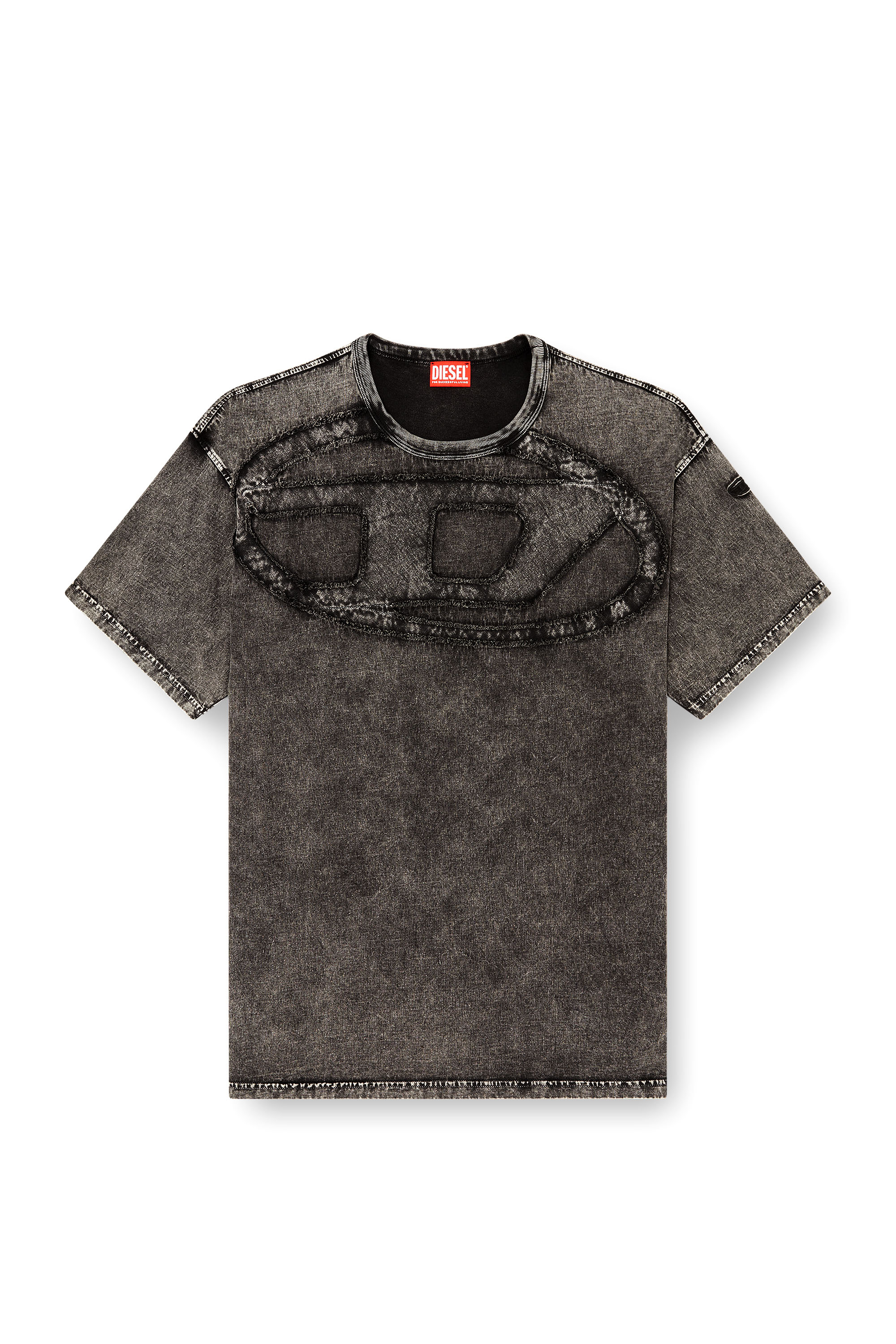 Diesel - T-BOXT-DEN, Man's Relaxed cotton T-shirt with Oval D applique in Black - 2