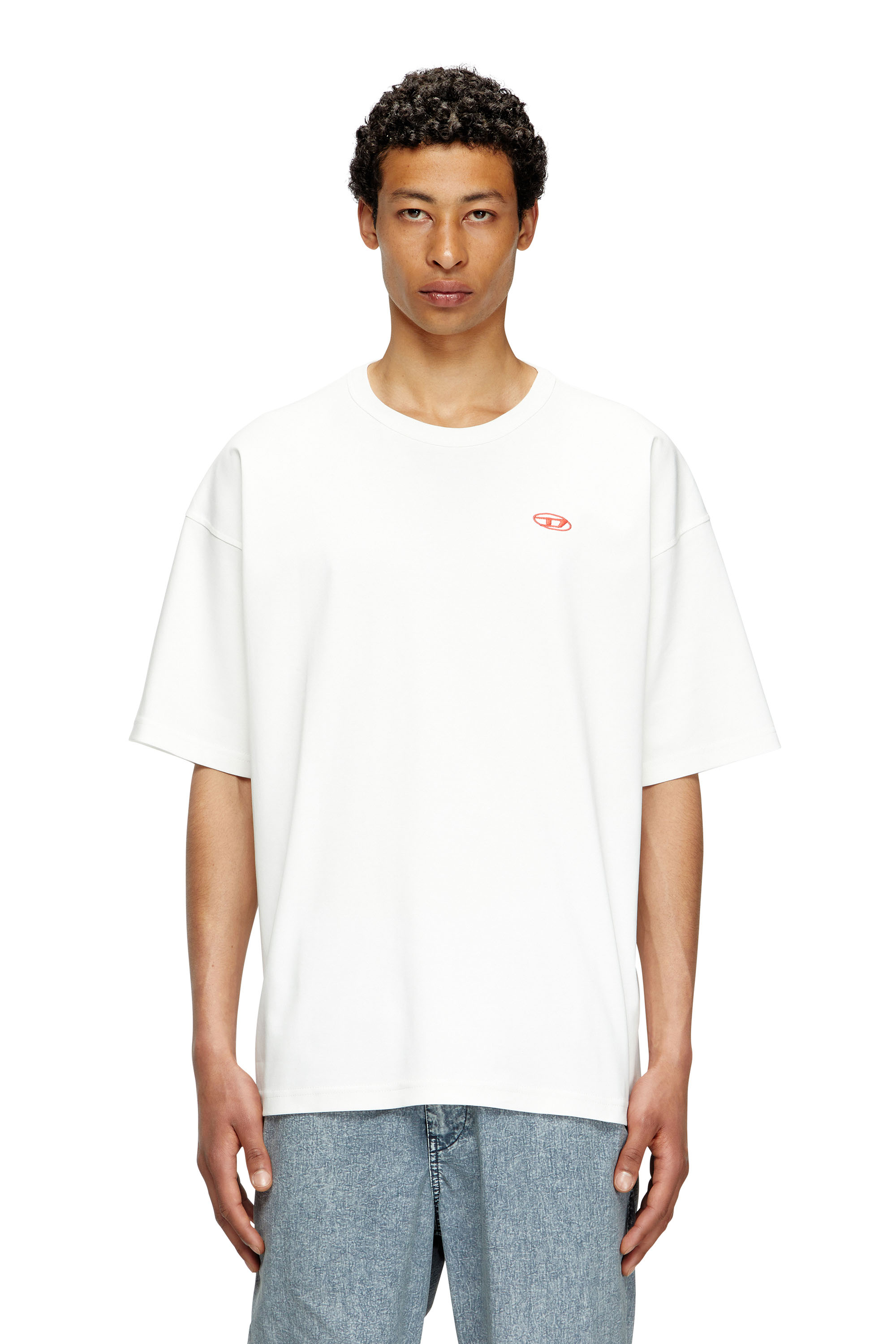 T-BOXT-T6, White Diesel - T-BOXT-T6, Man's T-shirt with red Oval D in White - 3